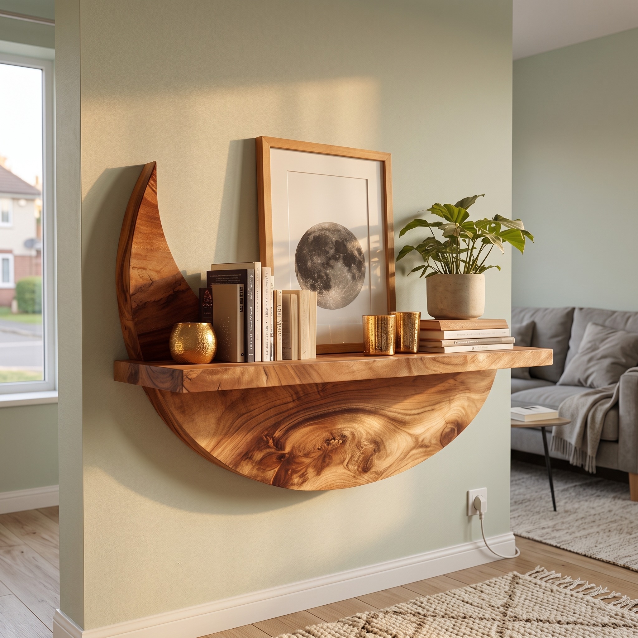 Handcrafted Rustic Wooden Wall Mount Shelf, Live Edge Floating Display Rack for Entryway Storage & Home Decor