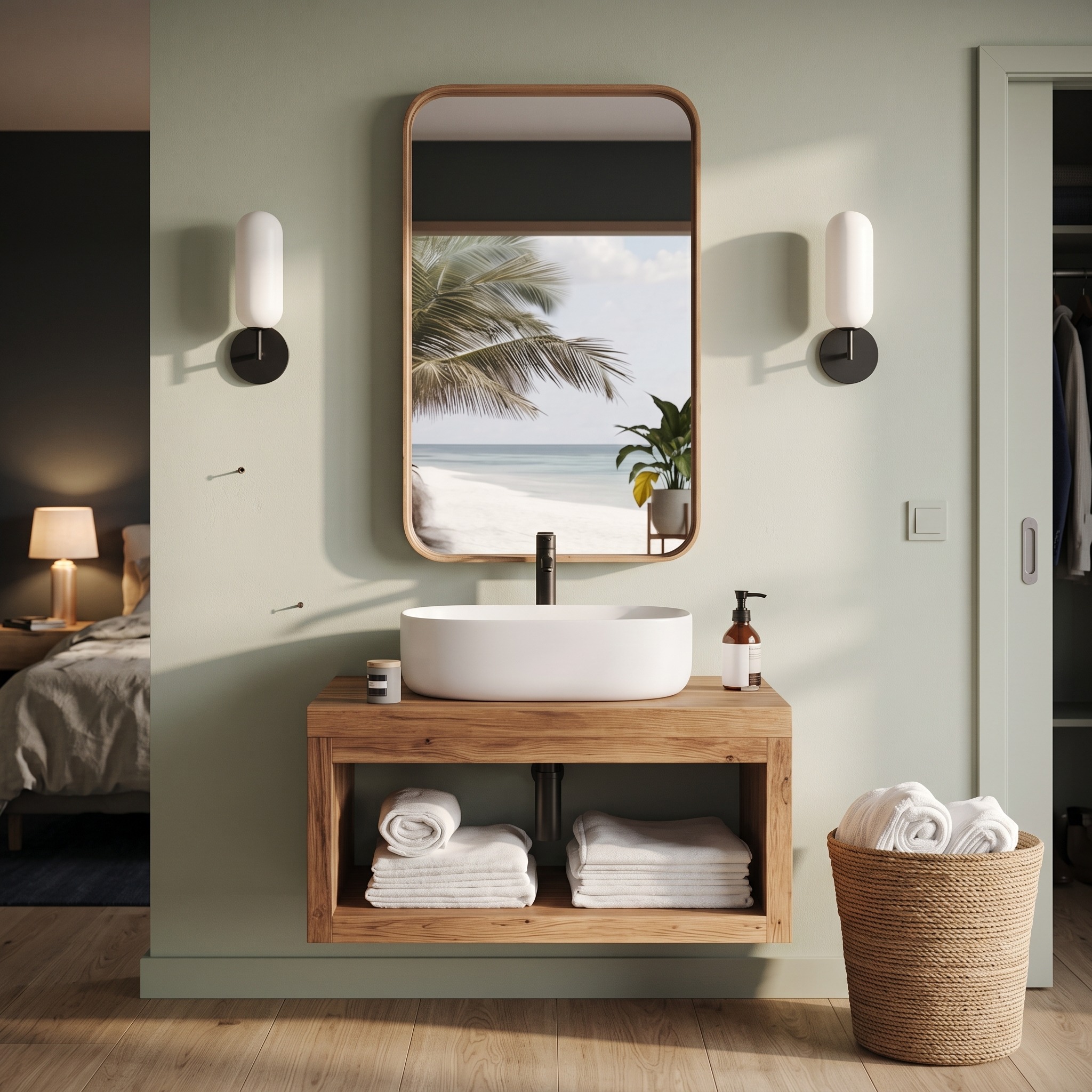 Handcrafted Solid Wood Bathroom Vanity, Rustic Single Sink Console Storage Cabinet for Bath Furniture