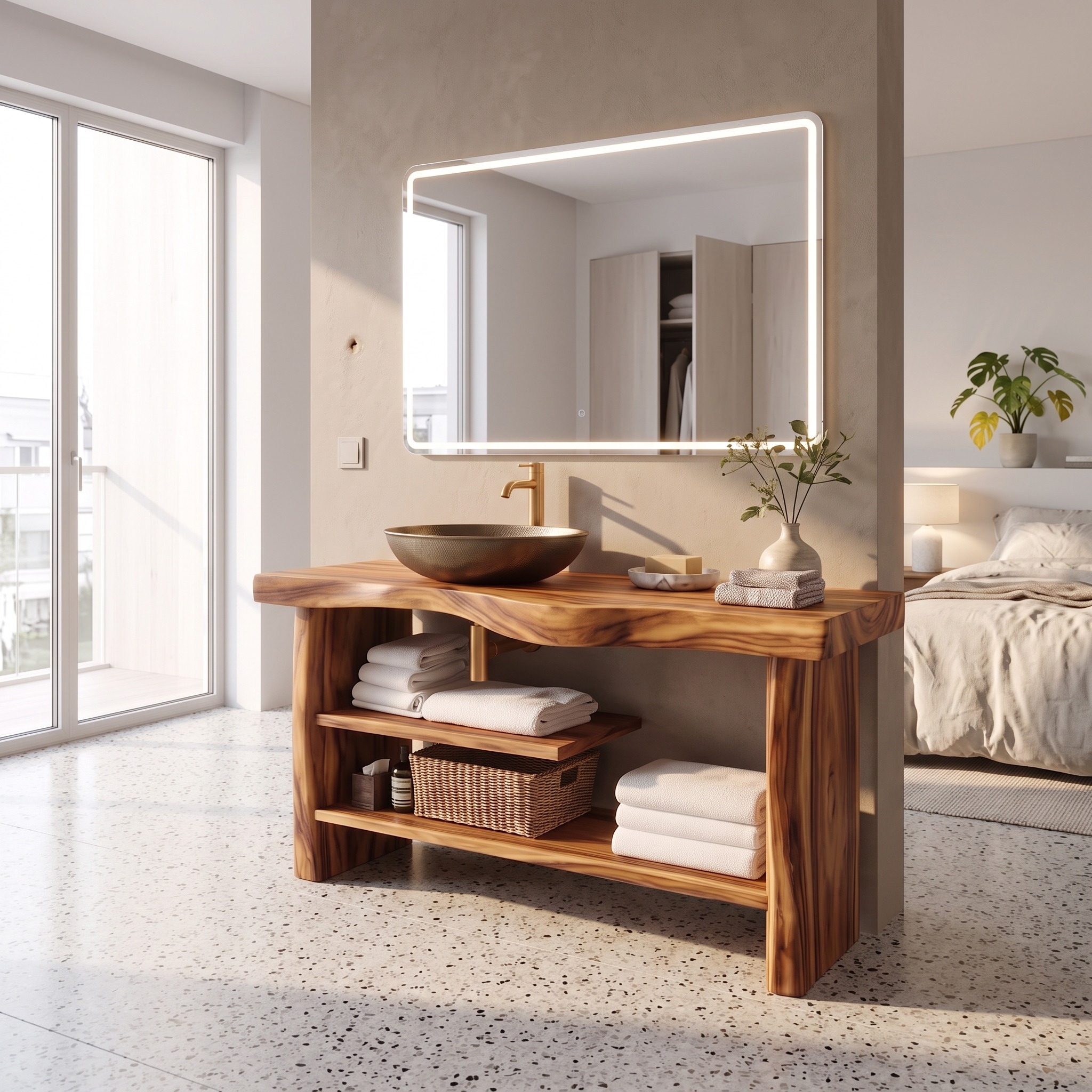 Handcrafted Solid Wood Bathroom Vanity with Drawers, Single Sink Storage Cabinet, Rustic Farmhouse Washstand Console