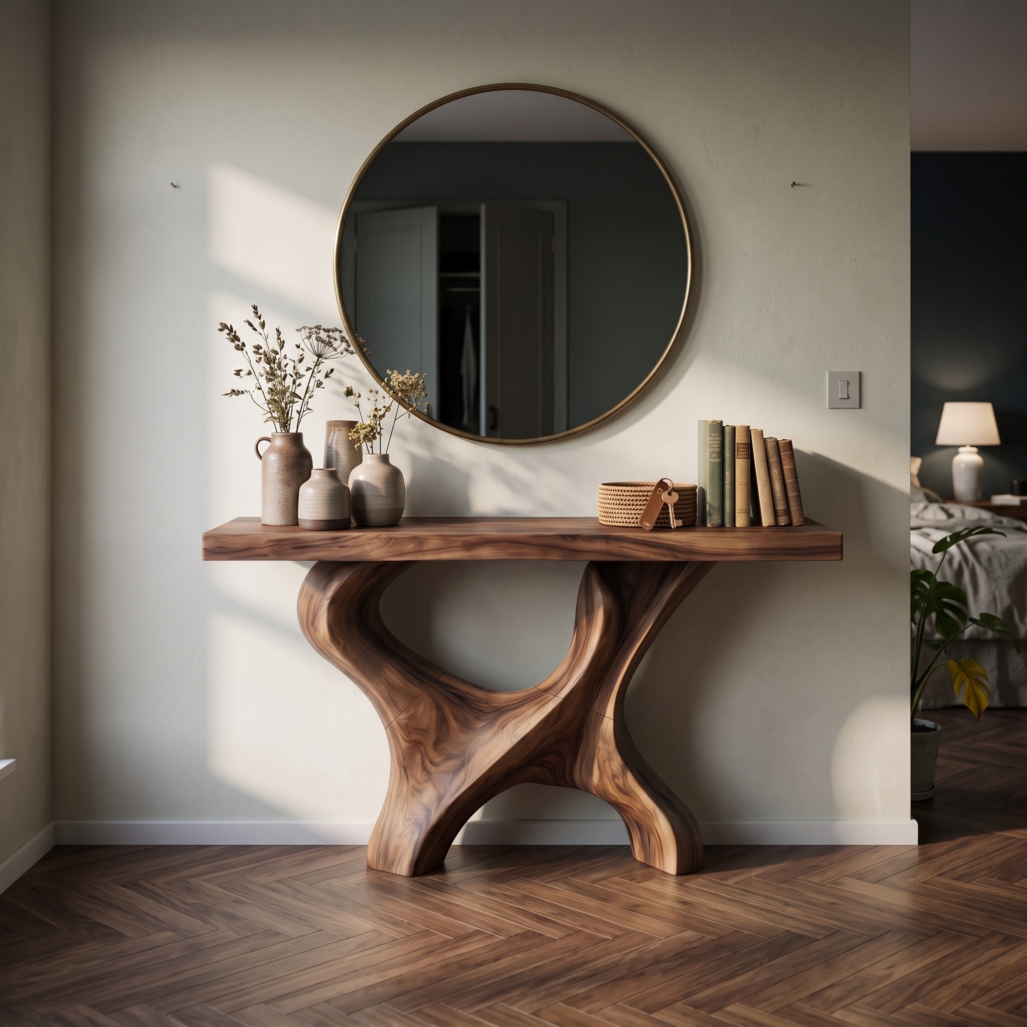 Handcrafted Solid Wood Console Table, Rustic Entryway Storage Cabinet & Hallway Accent Furniture Decor