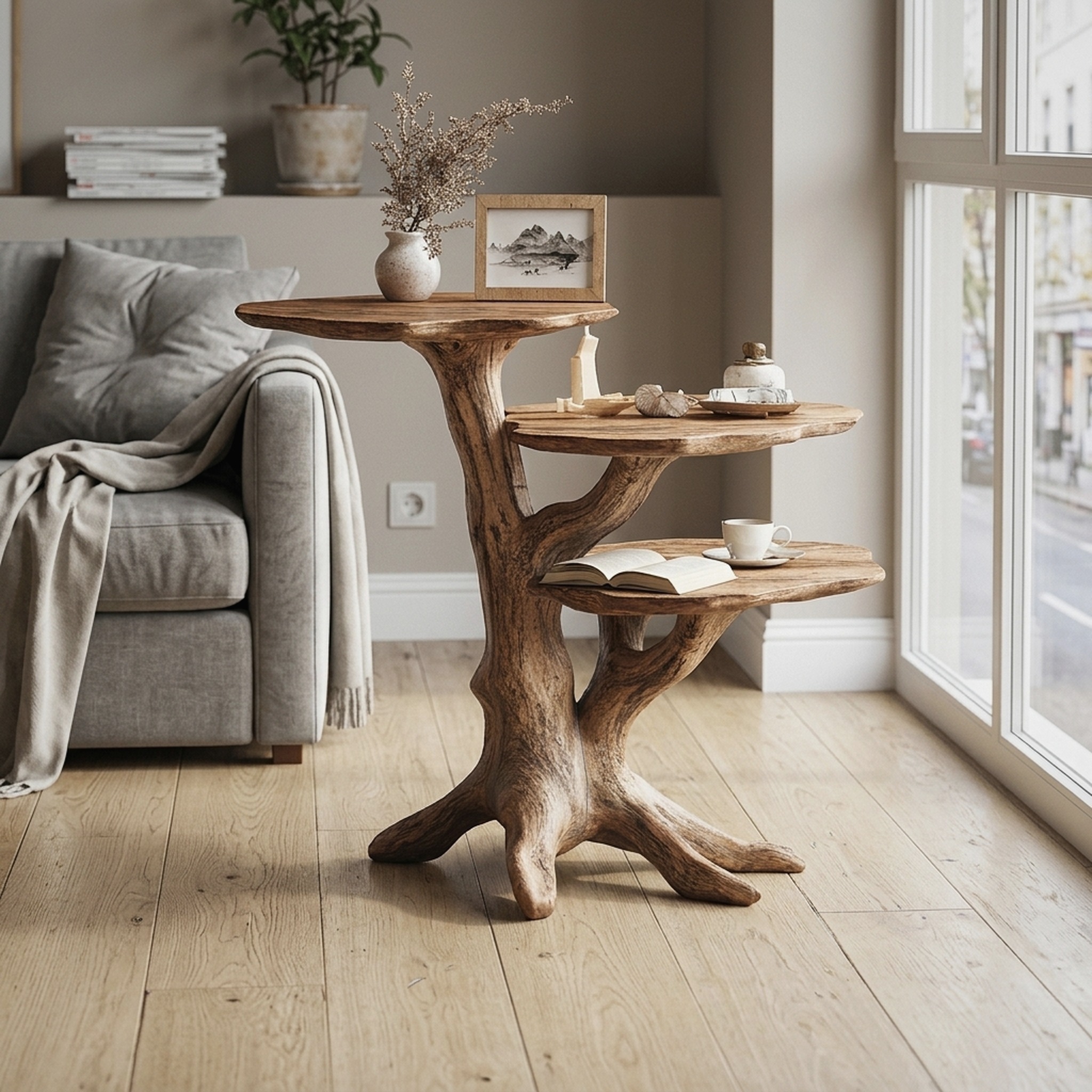 Handcrafted Solid Wood End Table Modern Living