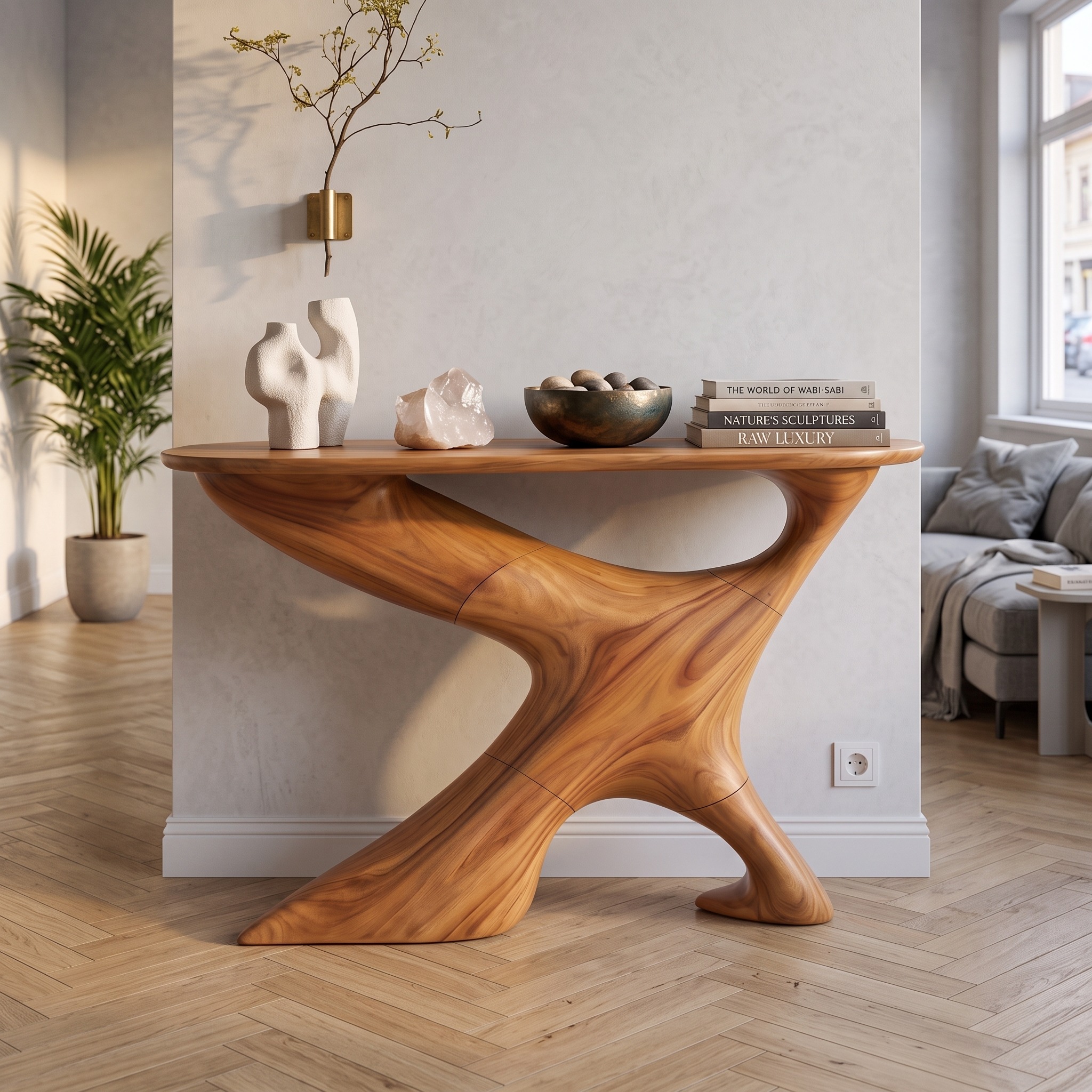 Handcrafted Solid Wood Foyer Table, Entryway Hallway Console Table Accent Furniture Decor
