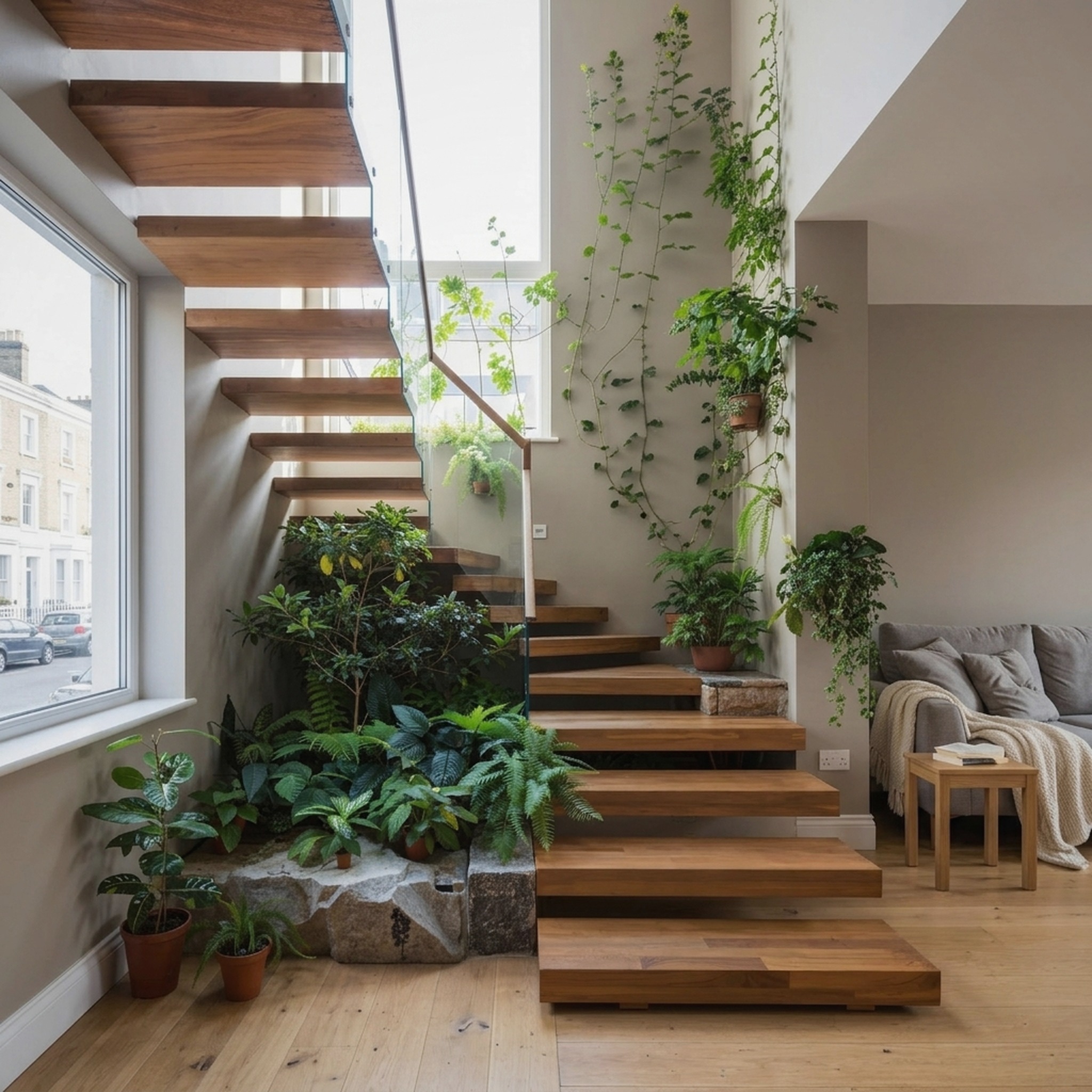 Handcrafted Solid Wood Stair Custom Living Space