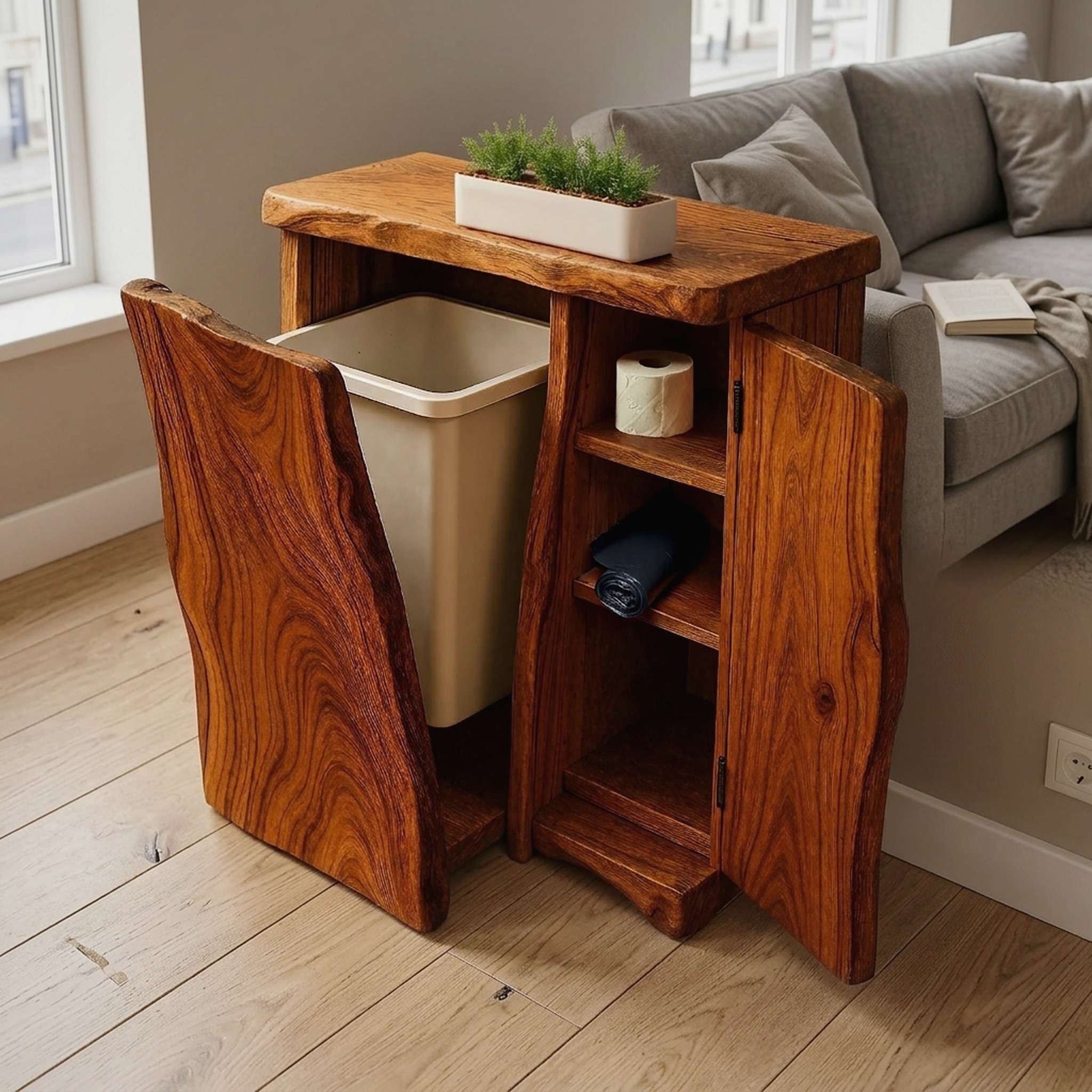 Handcrafted Tilt Out Trash Bin Cabinet for Kitchen Use