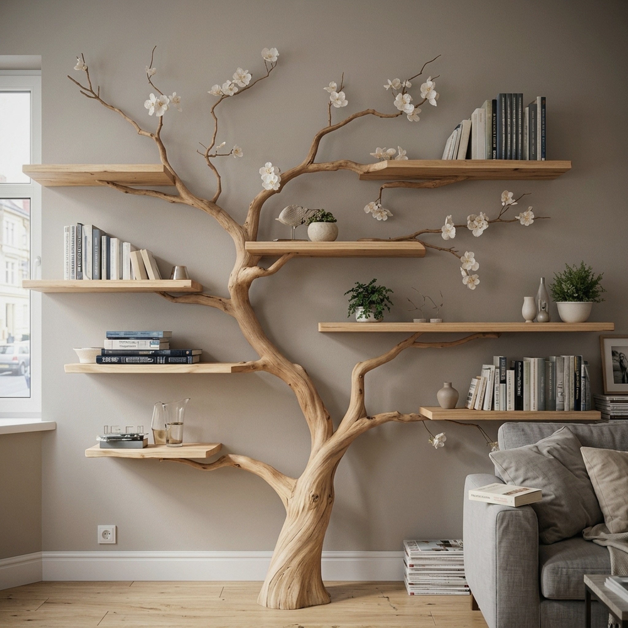 Handcrafted Tree Branch Bookshelf Home Decor Gift