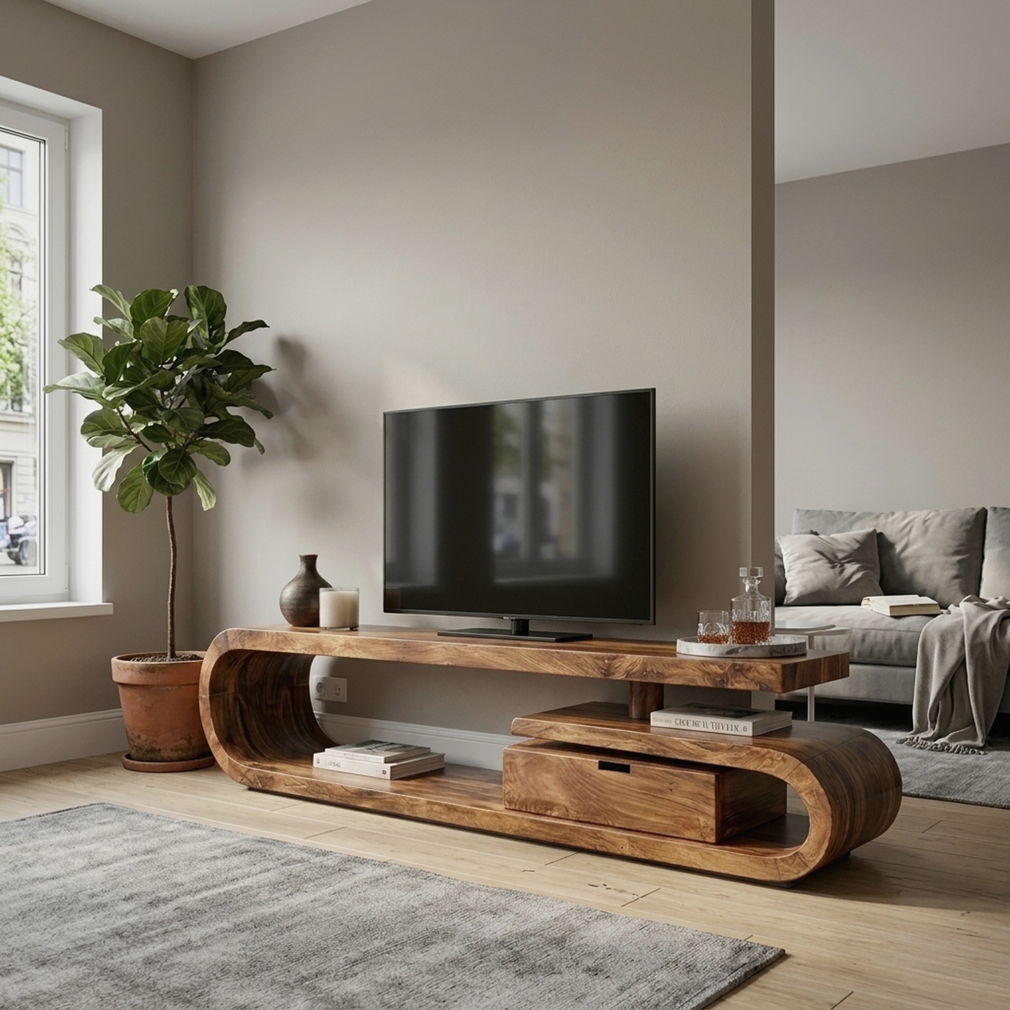 Handcrafted TV Cabinet for Living Room Media Use