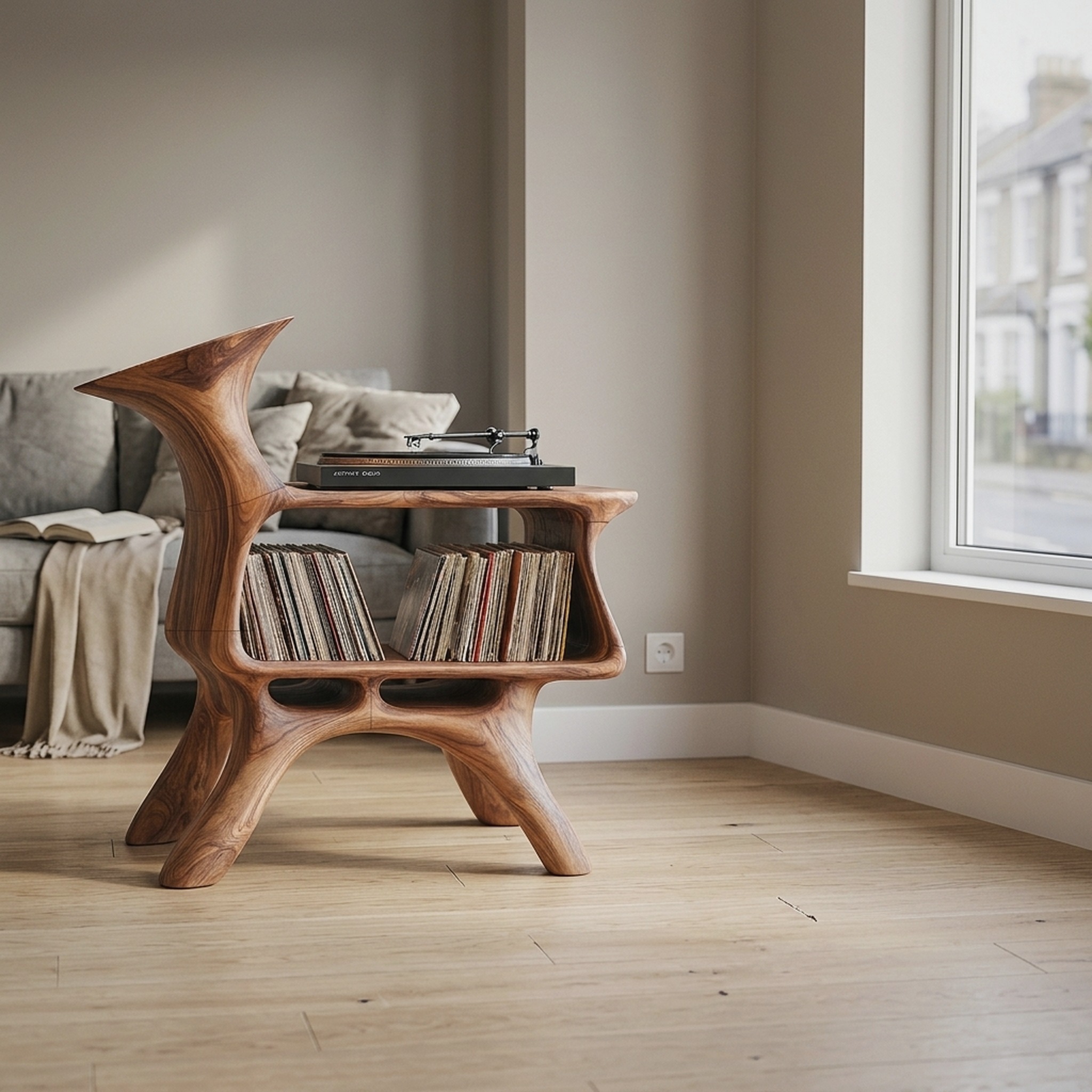 Handcrafted Vinyl Storage Unit for Livingroom Style