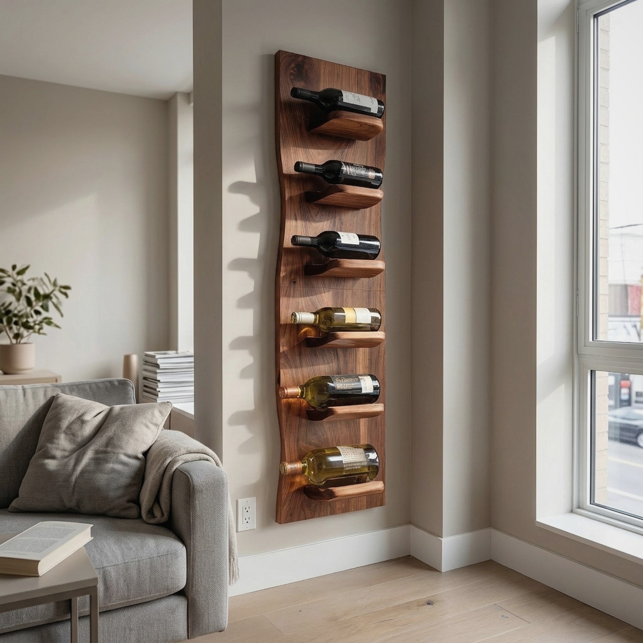 Handcrafted Wall Mounted Wine Rack for Kitchen Decor