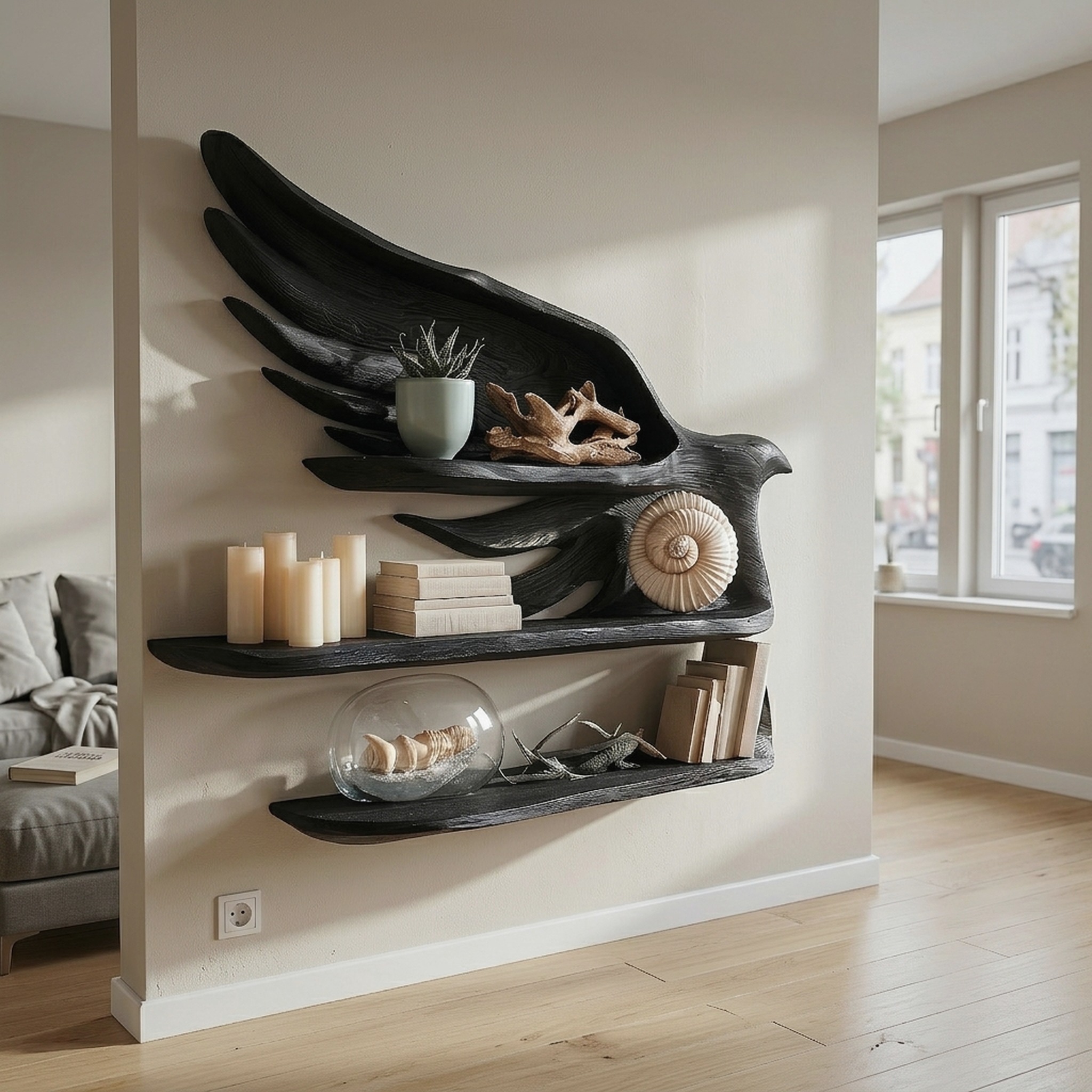 Handcrafted Wave Bookshelf with Artistic Curved Structure for Home Decor