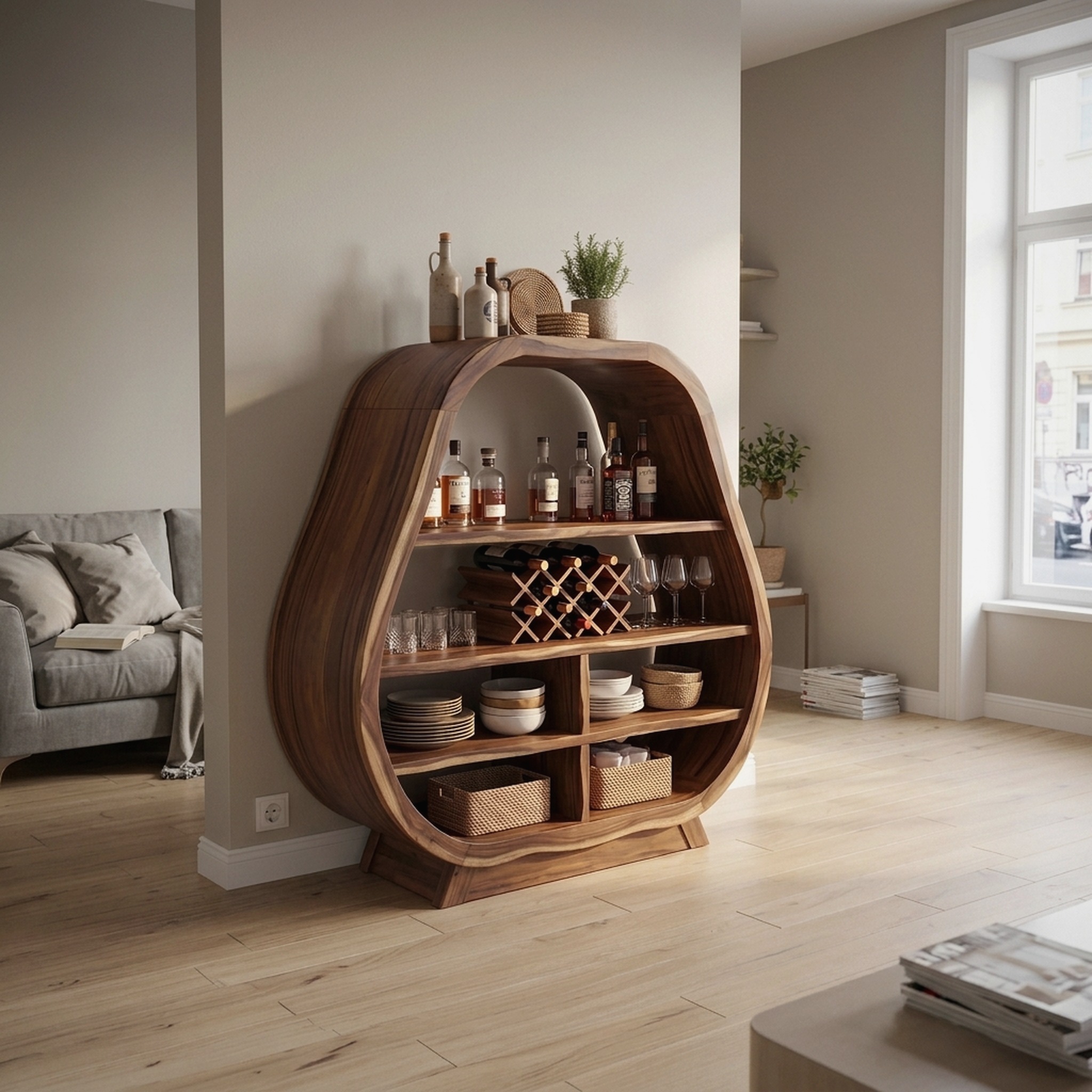 Handcrafted Wine Bar Cabinet Dining Room