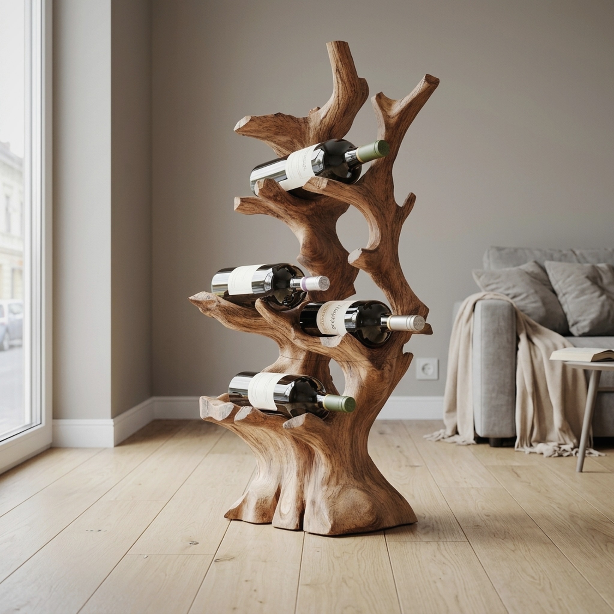 Handcrafted Wine Rack for Living Room Wall Organizer