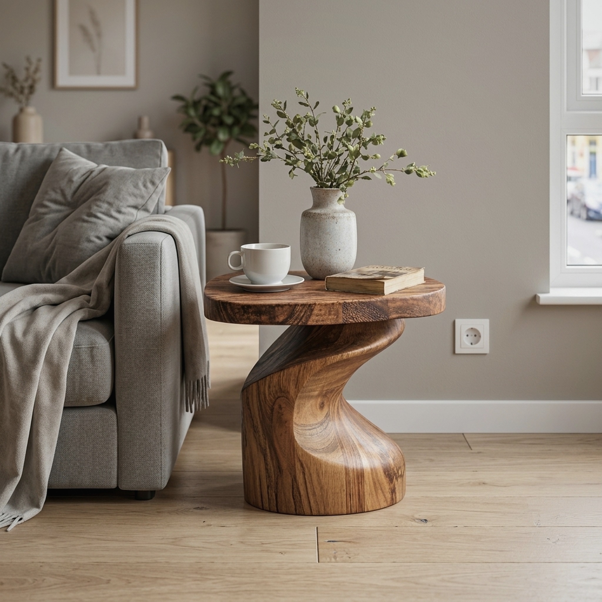 Handcrafted Wood End Table for Natural and Cozy Touch