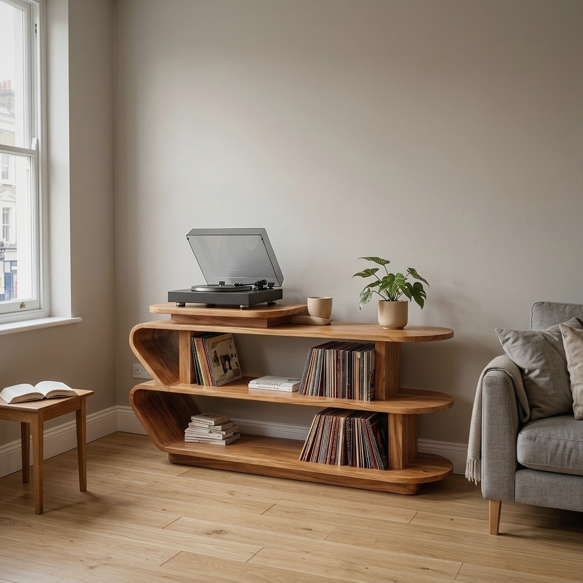 Handcrafted Wood Media Console for Entryway Design