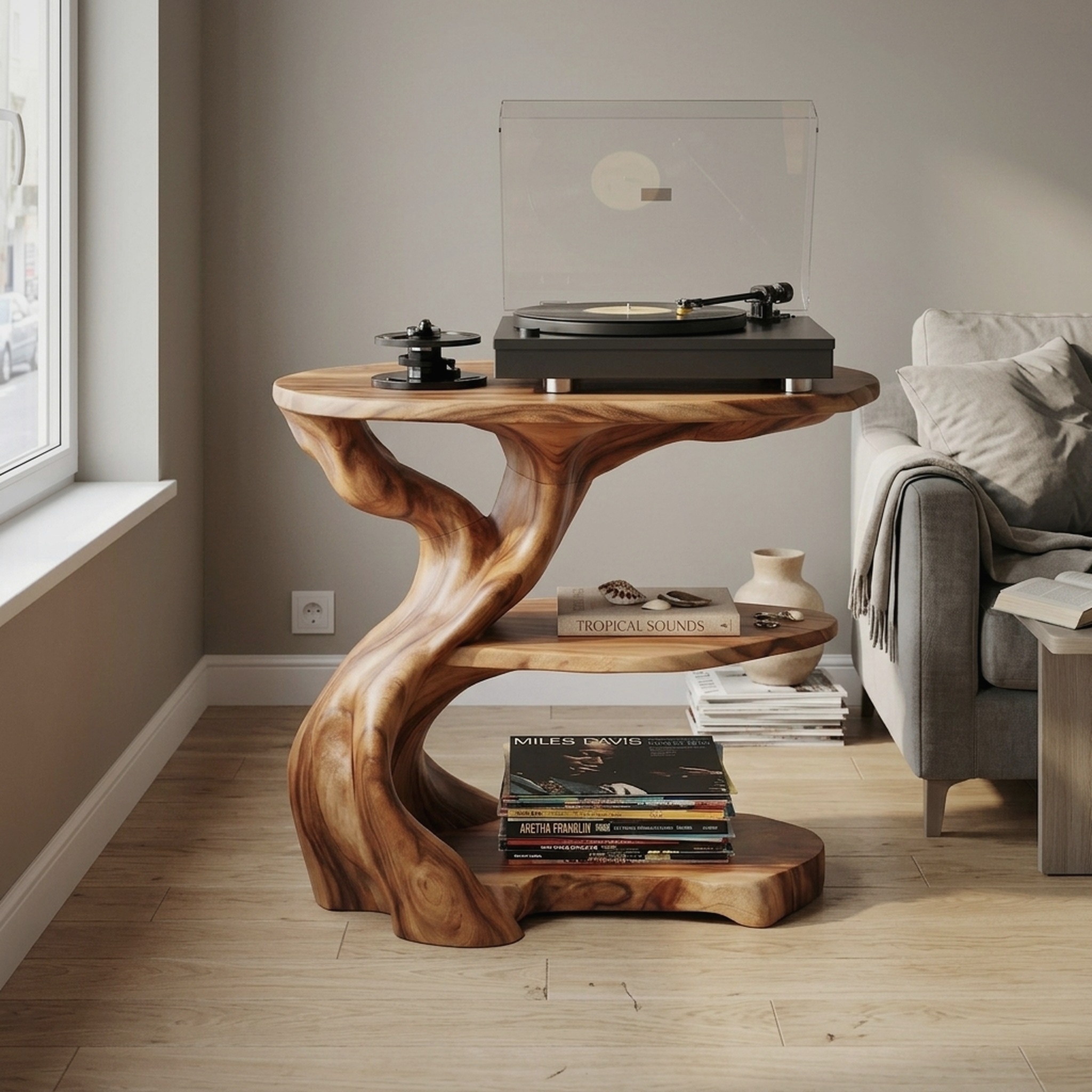 Handcrafted Wooden Media Stand Custom Living Room
