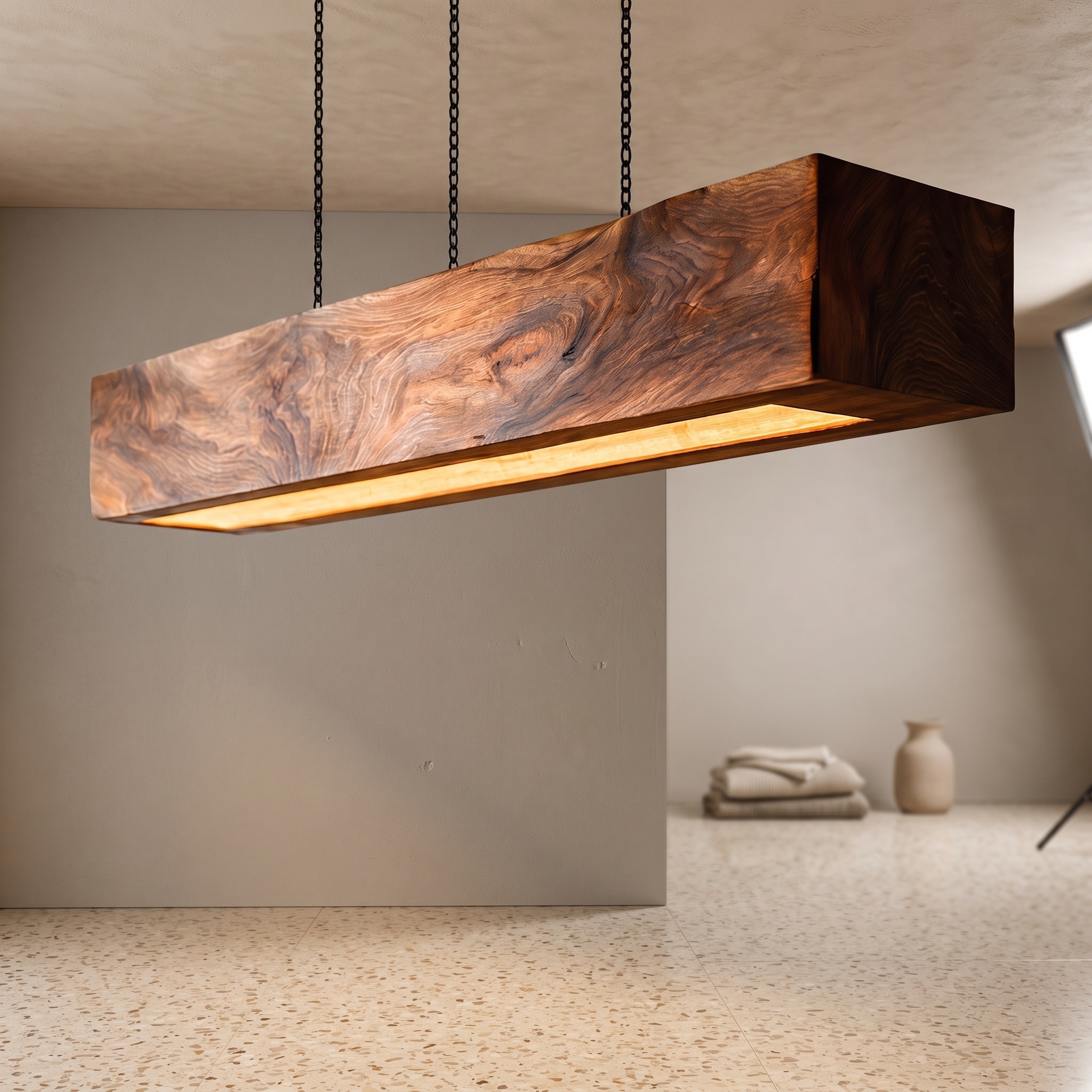 Handcrafted Wooden Pendant Light, Mid-Century Modern Hanging Ceiling Light Chandelier for Kitchen & Dining