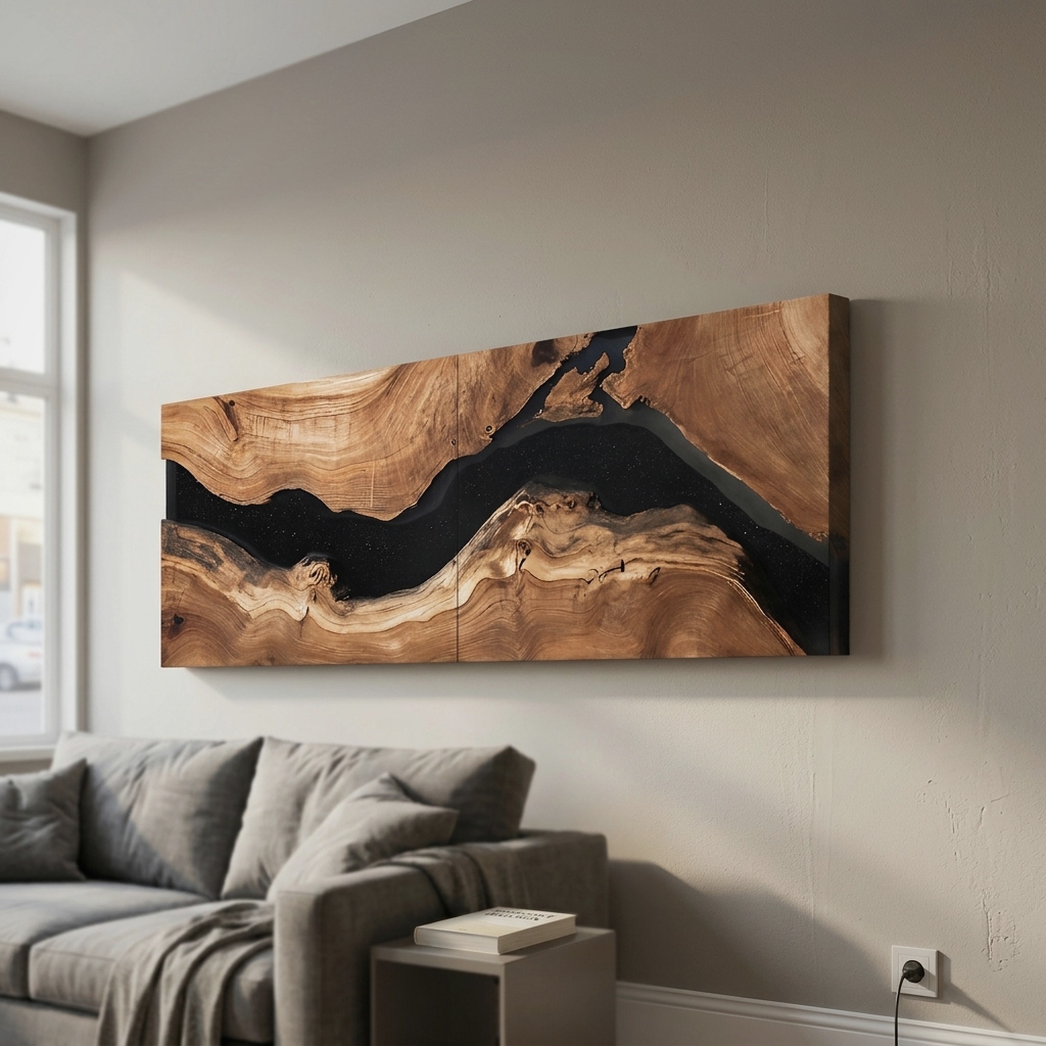 Handcrafted Wooden Rectangular Wall Art for Living Room Decor