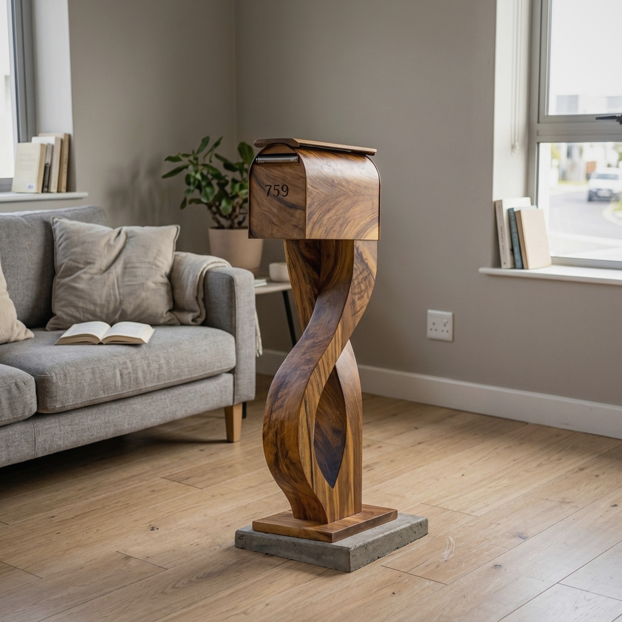Handcrafted Wooden Sculpture Mailbox for Outdoor Patio Design