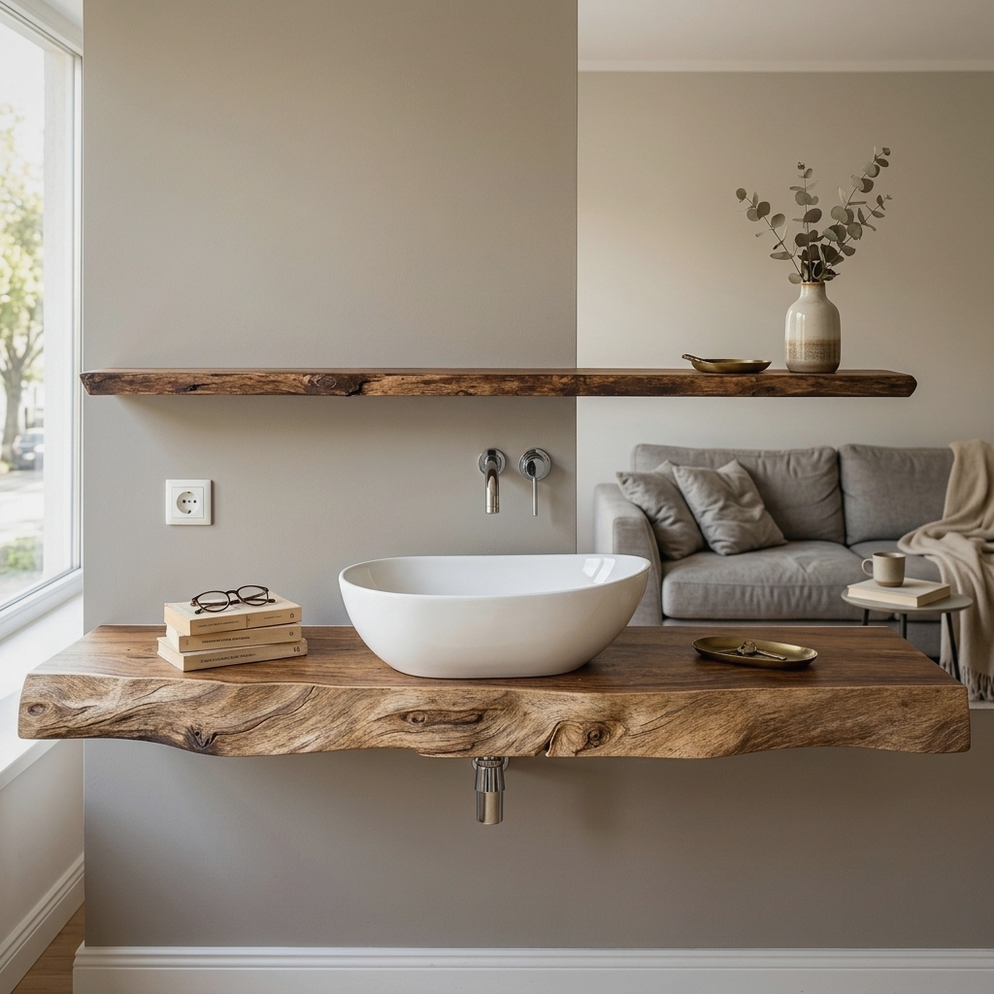Handcrafted Wooden Vanity Bespoke Bathroom Piece