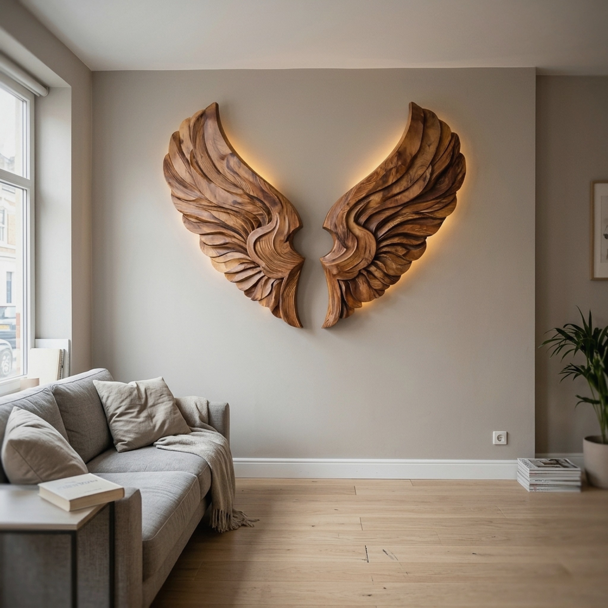 Handcrafted Wooden Wing Wall Art for Modern Interior Decor
