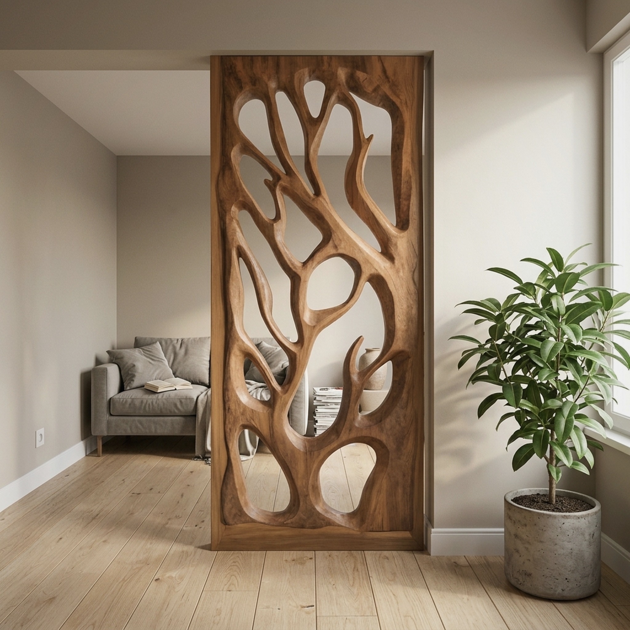Handmade Carved Divider for Living Room or Studio