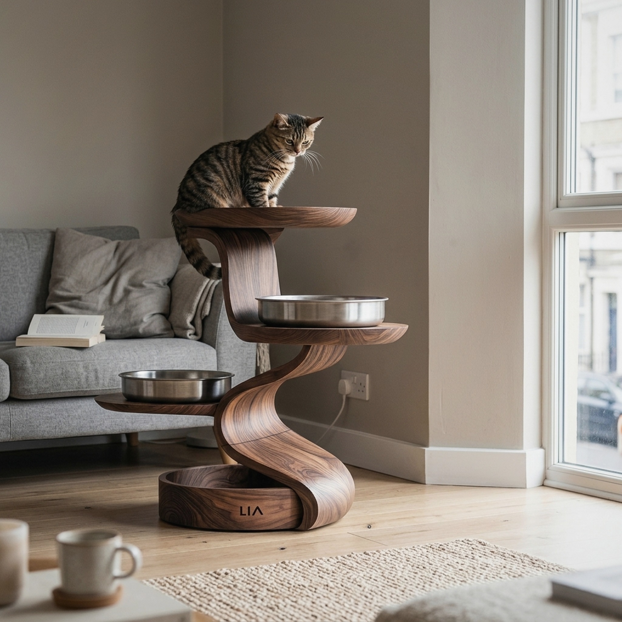 Handmade Feeding Station for Dogs in Kitchen Decor