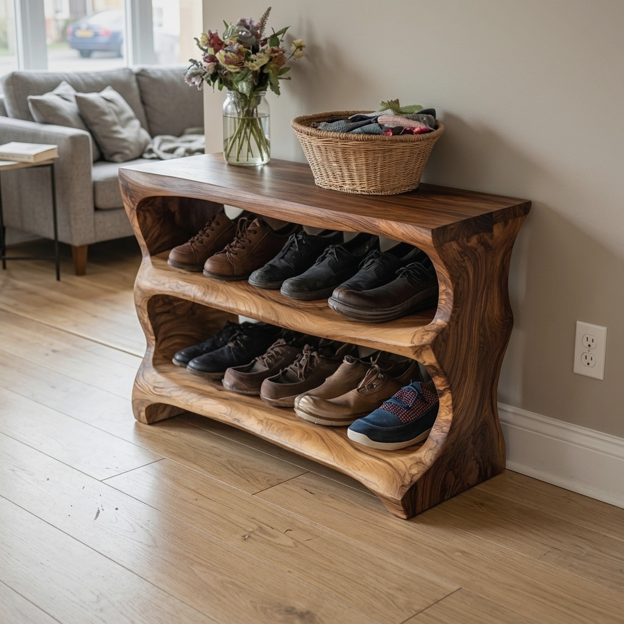 Handmade Hallway Bench Shoe Rack Livingroom Furniture