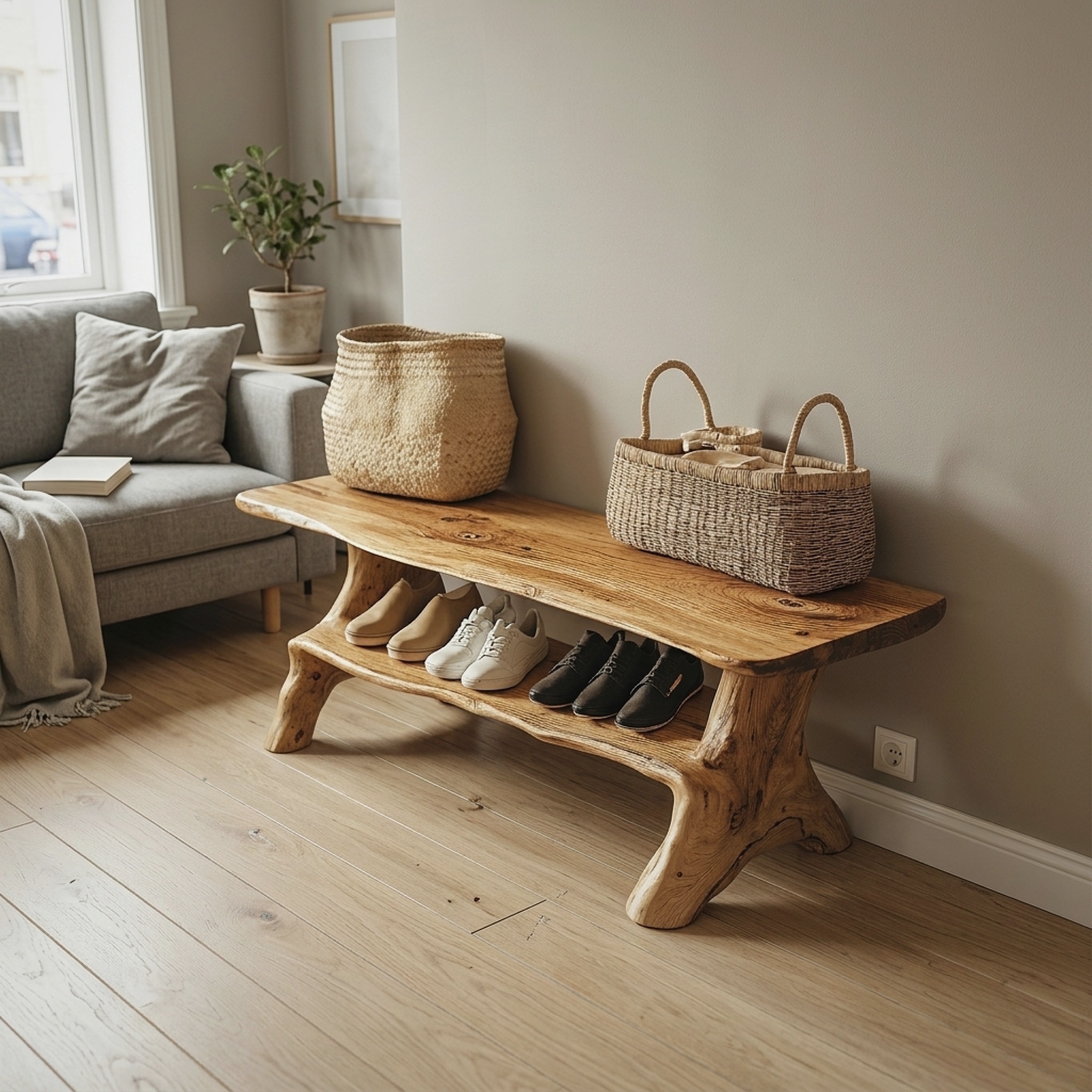 Handmade Hallway Bench Shoe Rack