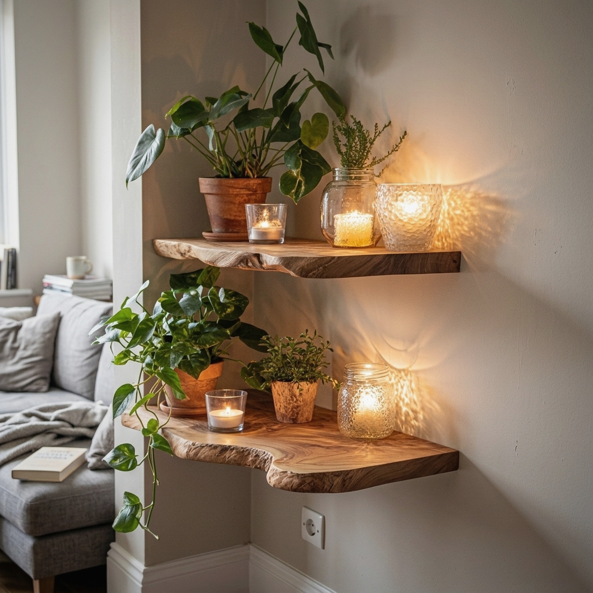 Handmade Rustic Wooden Floating Shelf