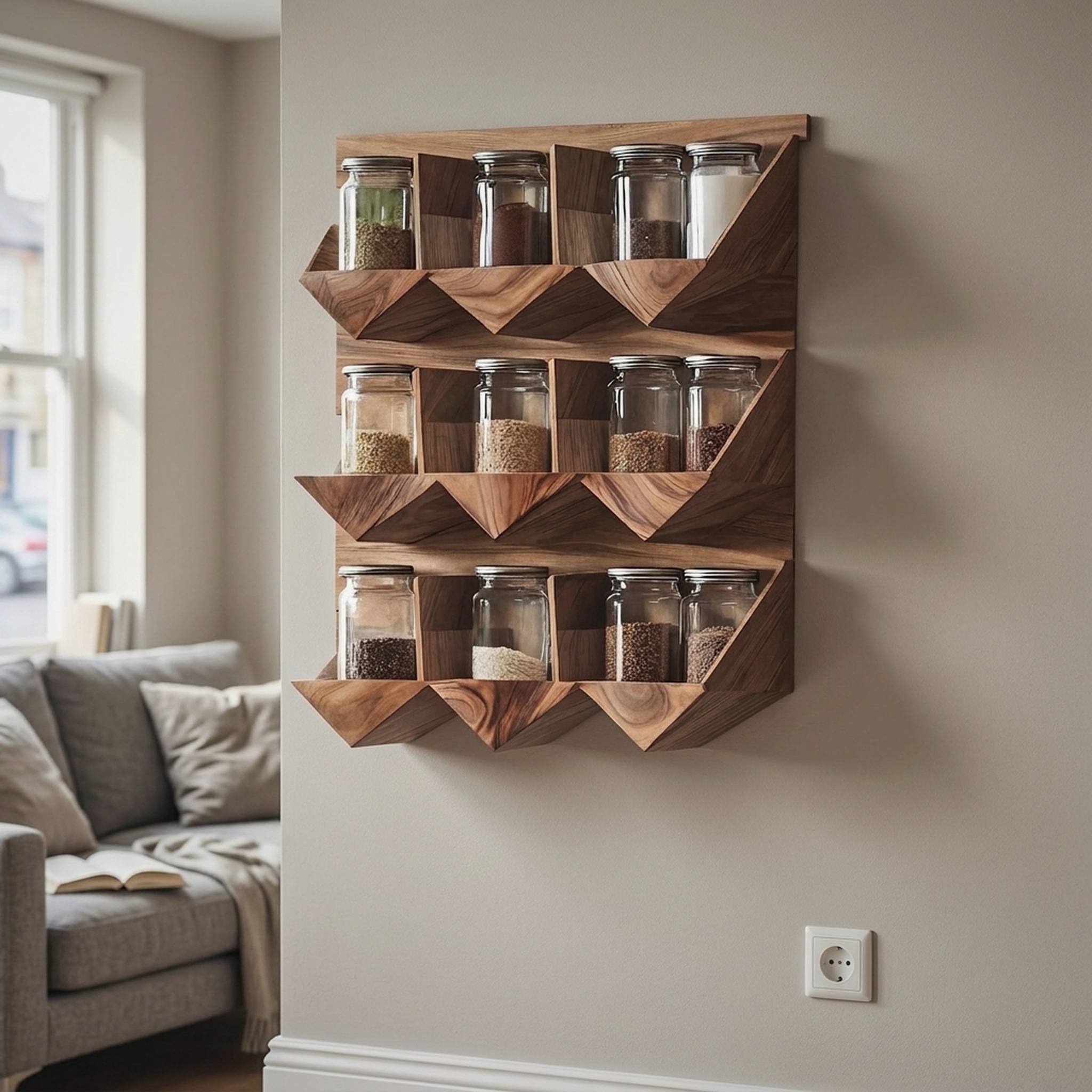 Handmade Spice Storage Rack for Mid Century Kitchen