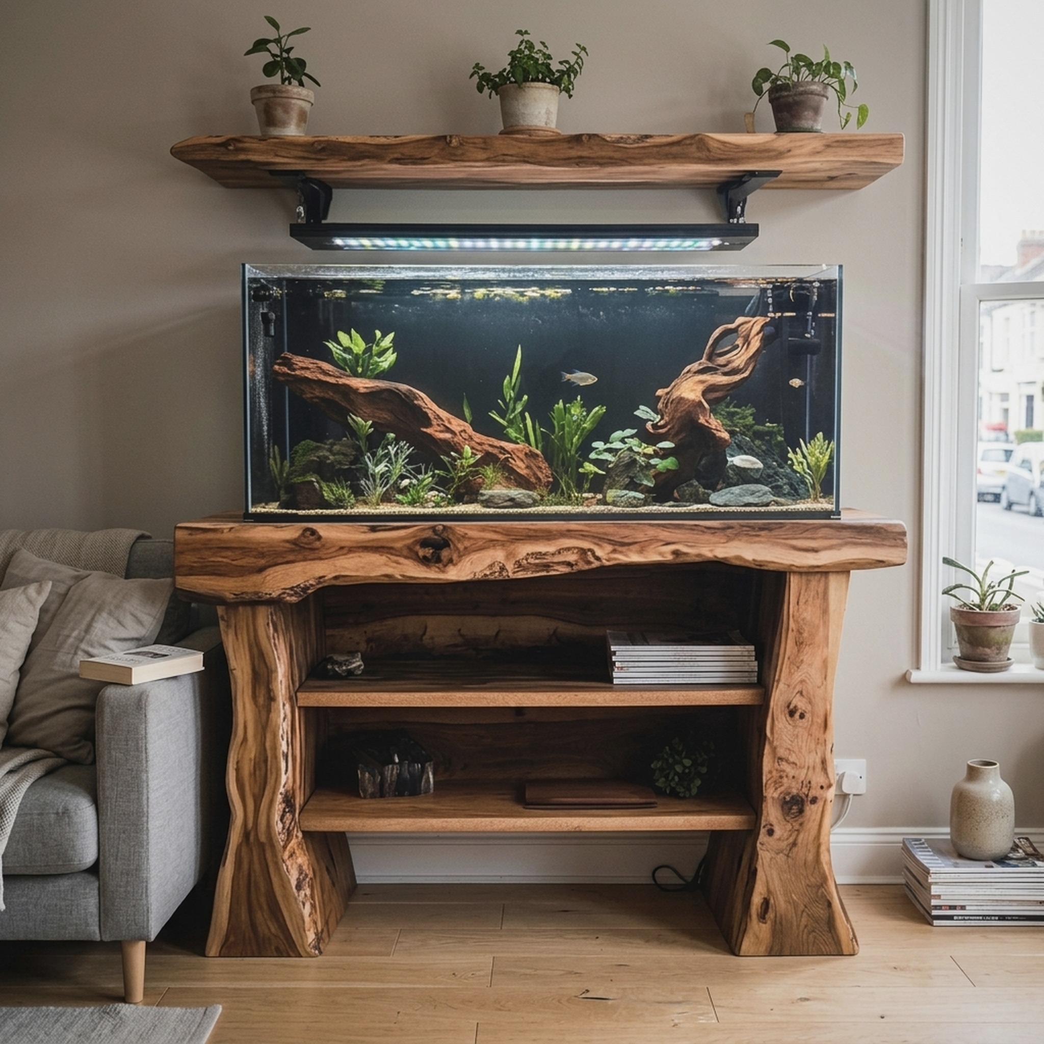 Handmade Wooden Aquarium Stand Home Decor Gift