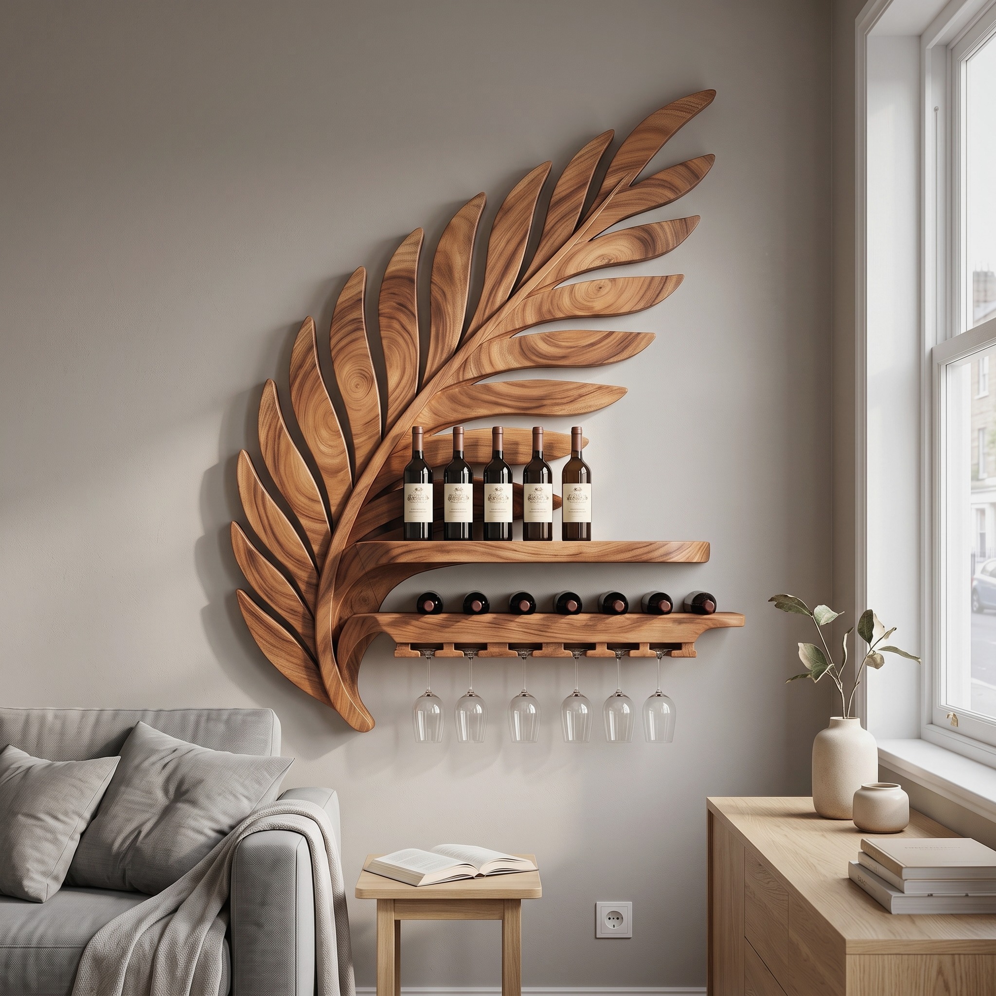 Industrial Wall Wine Rack for Loft Interior