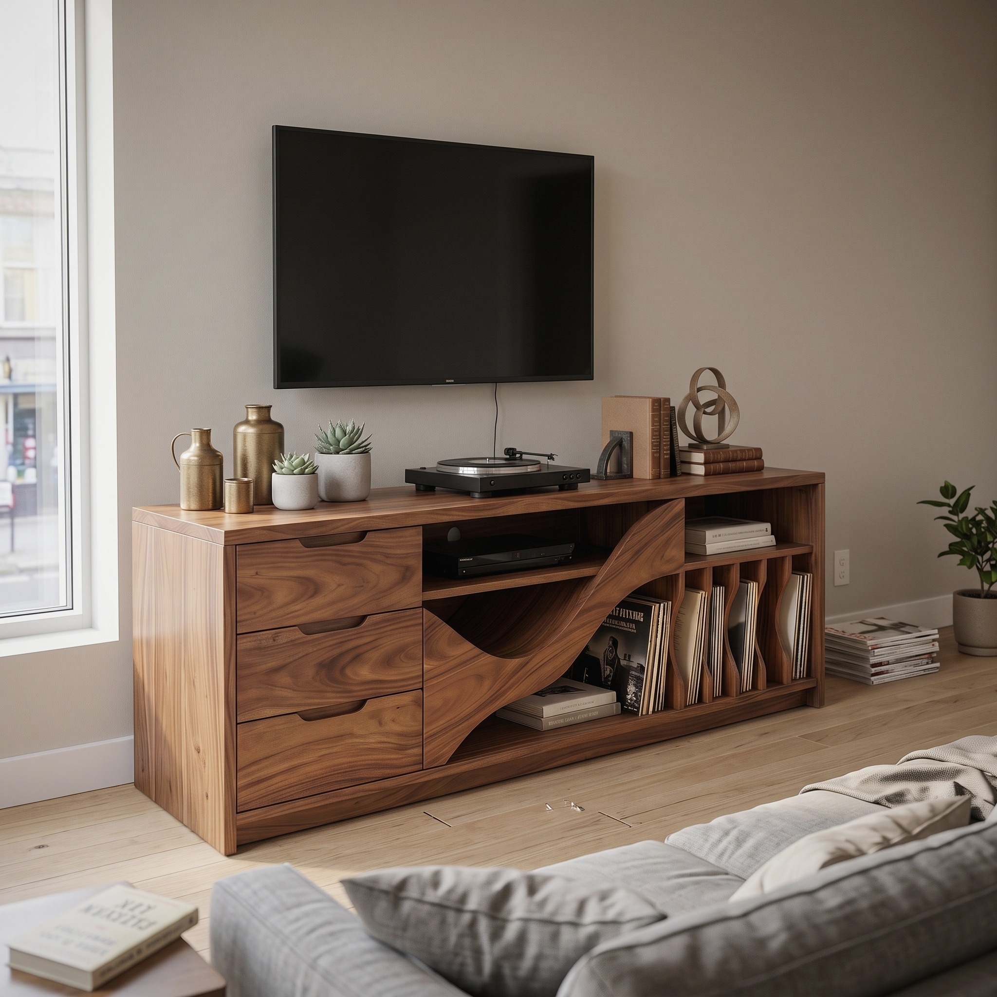 Industrial Wooden TV Cabinet Contemporary Loft Living
