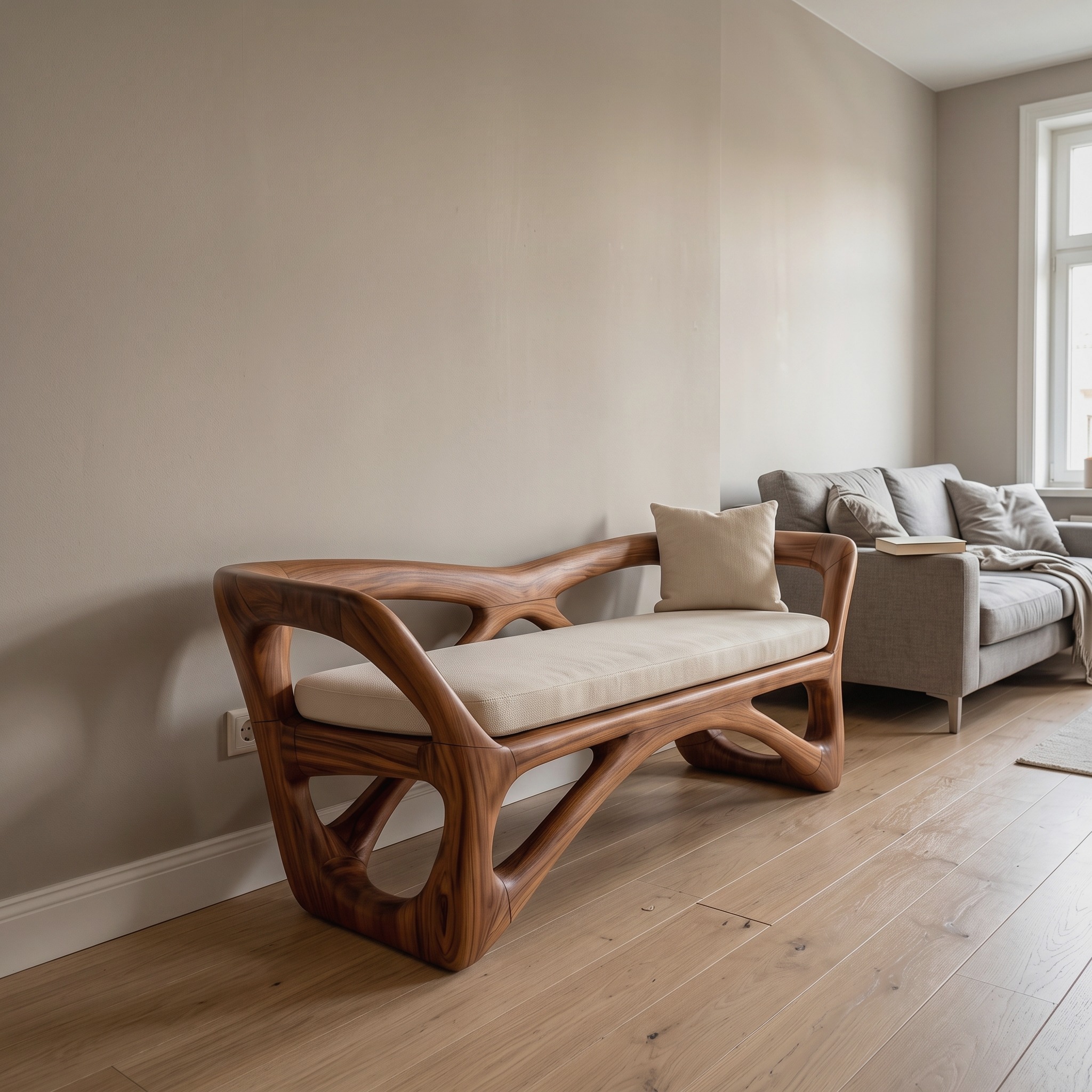 Japandi Accent Bench Wellness Retreat Chair