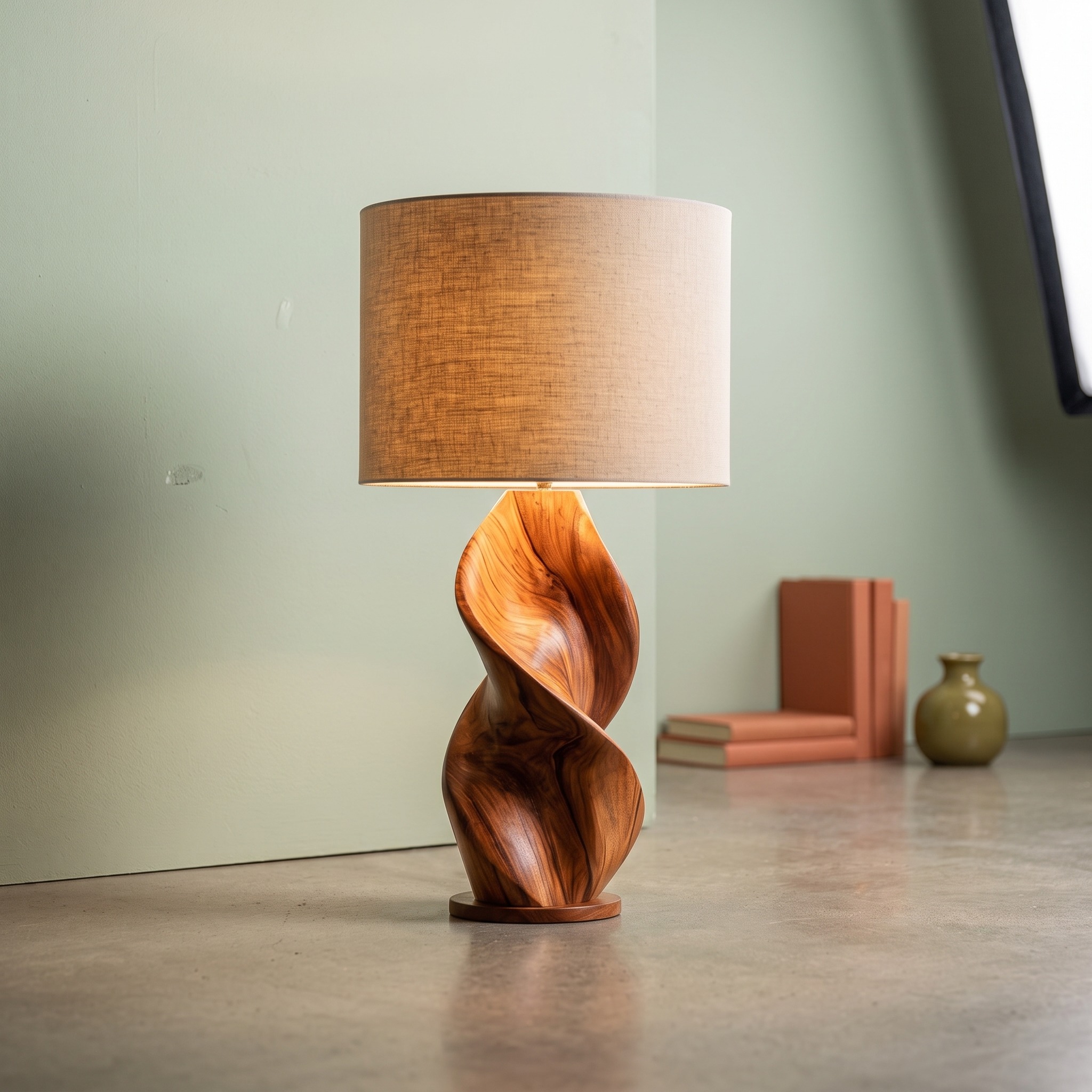 Japandi Decorative Table Lamp, Modern Wooden Accent Light for Living Room, Hallway & Bedside