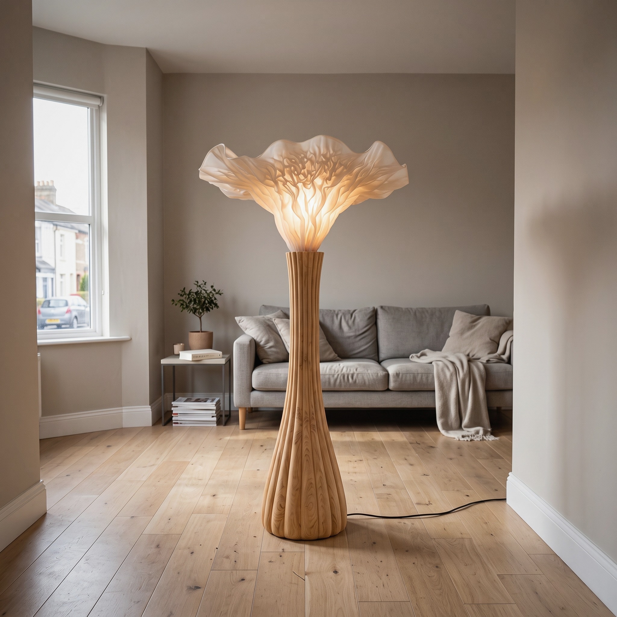 Japandi Floor Lamp Sculptural Mushroom Form Bedroom