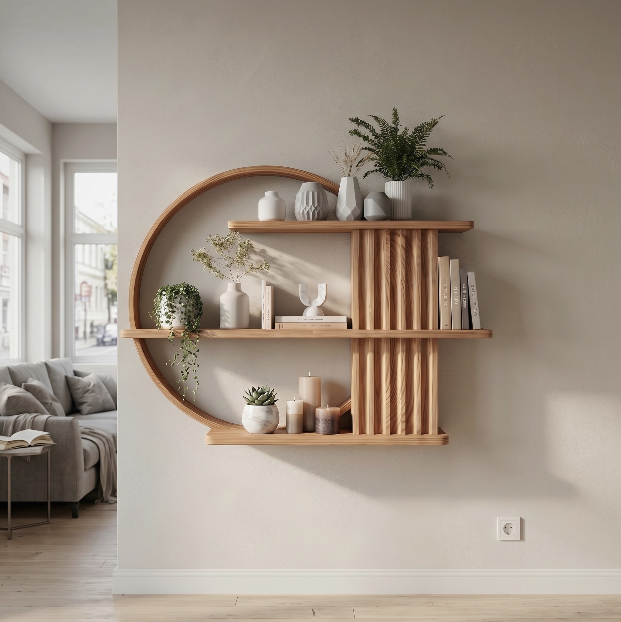 Japandi Minimal Display Shelf Living Room and Reading Room