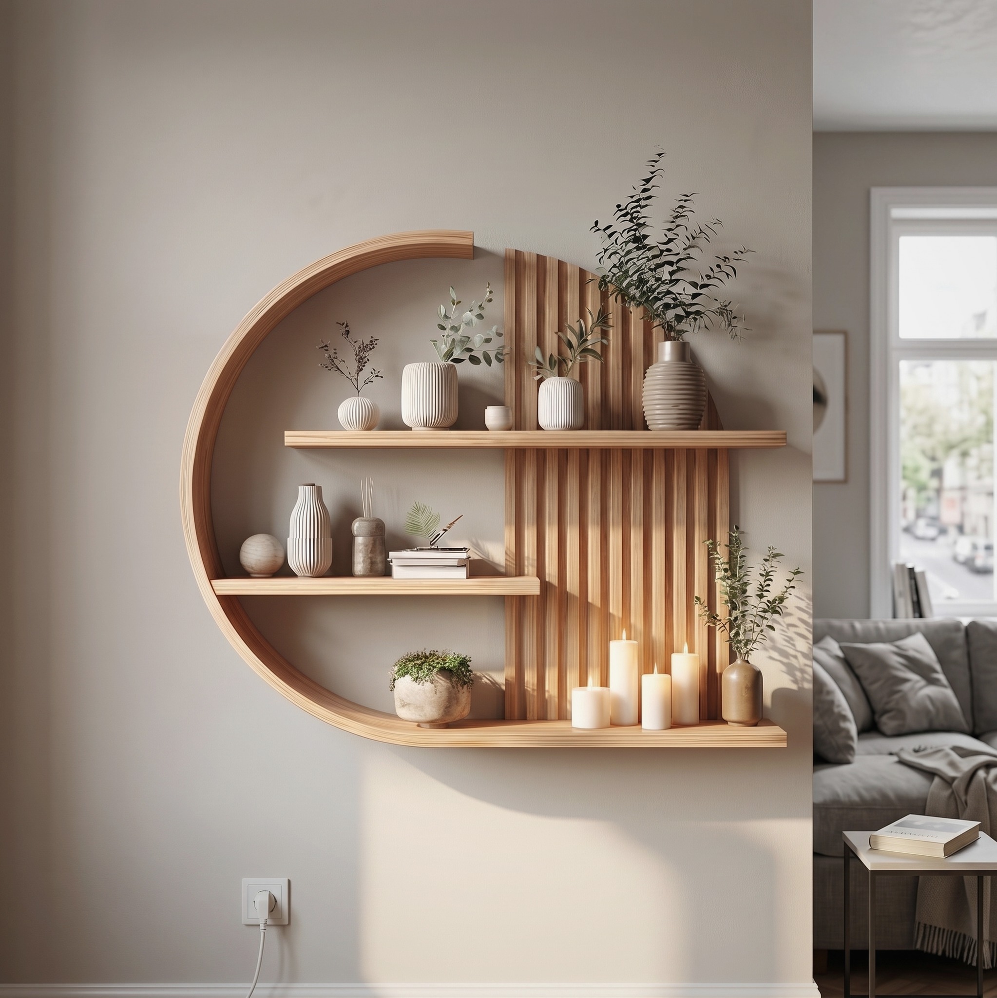 Japandi Minimal Wall Shelf Living Room and Calm Space
