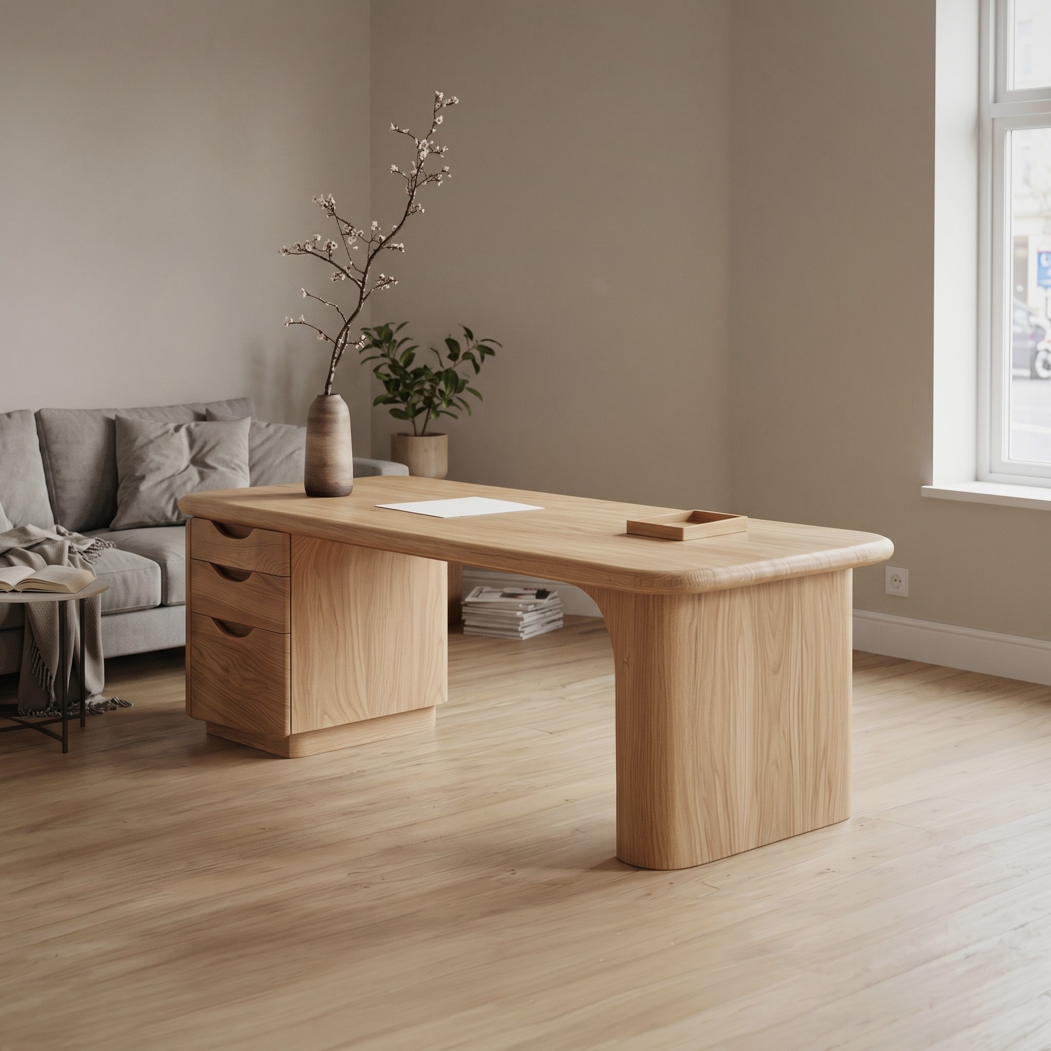Japandi Organic Minimal Work Desk Home Office and Study Room