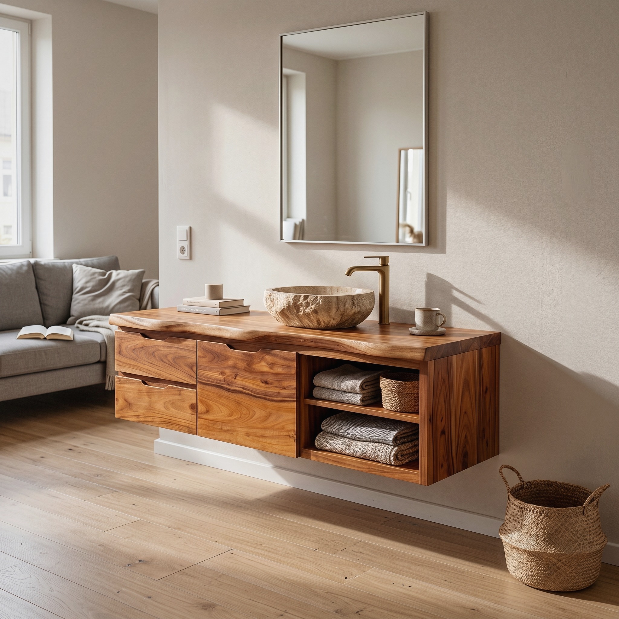 Japandi Wall Mounted Vanity Urban Loft Bathroom
