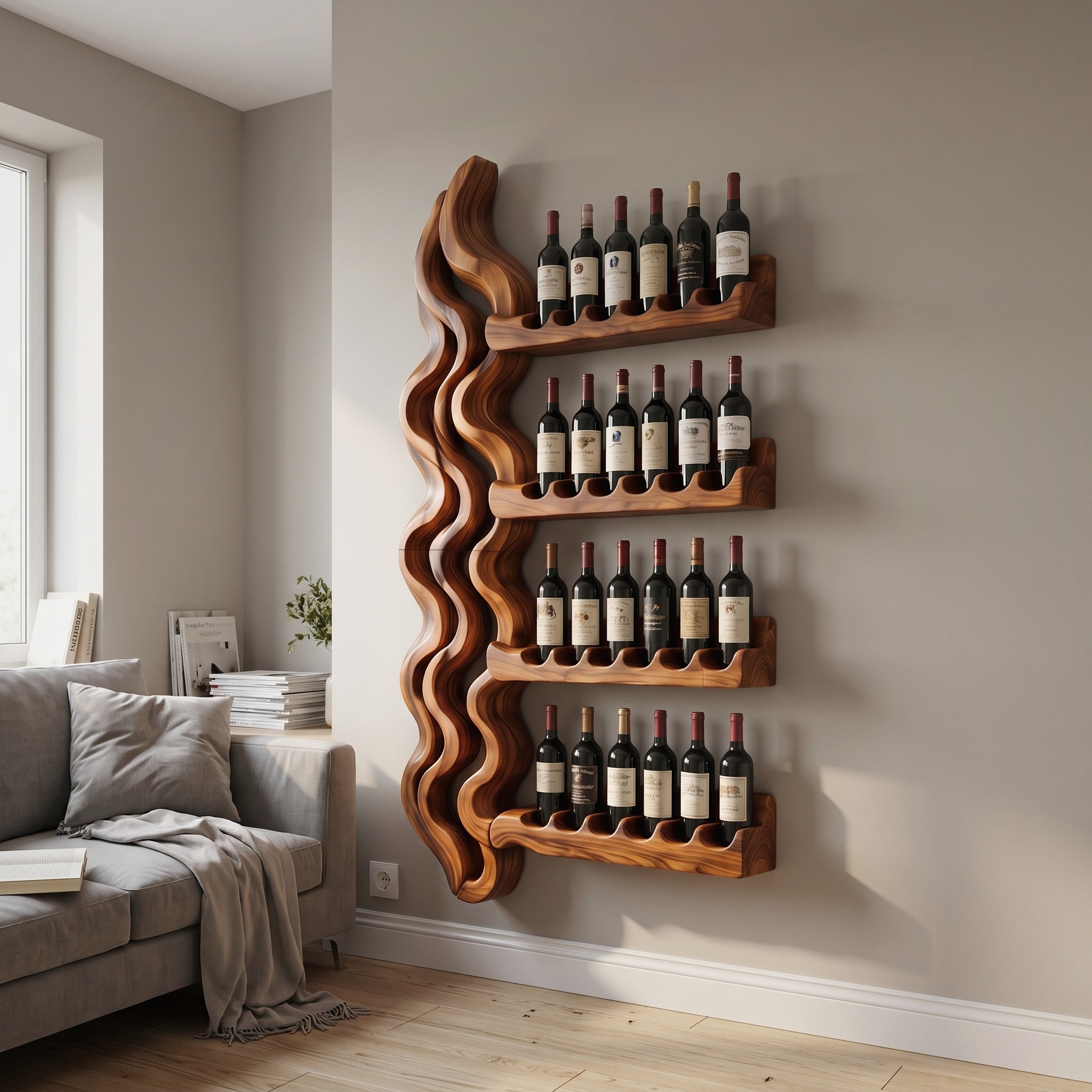 Japandi Wine Storage Rack for Dining Room