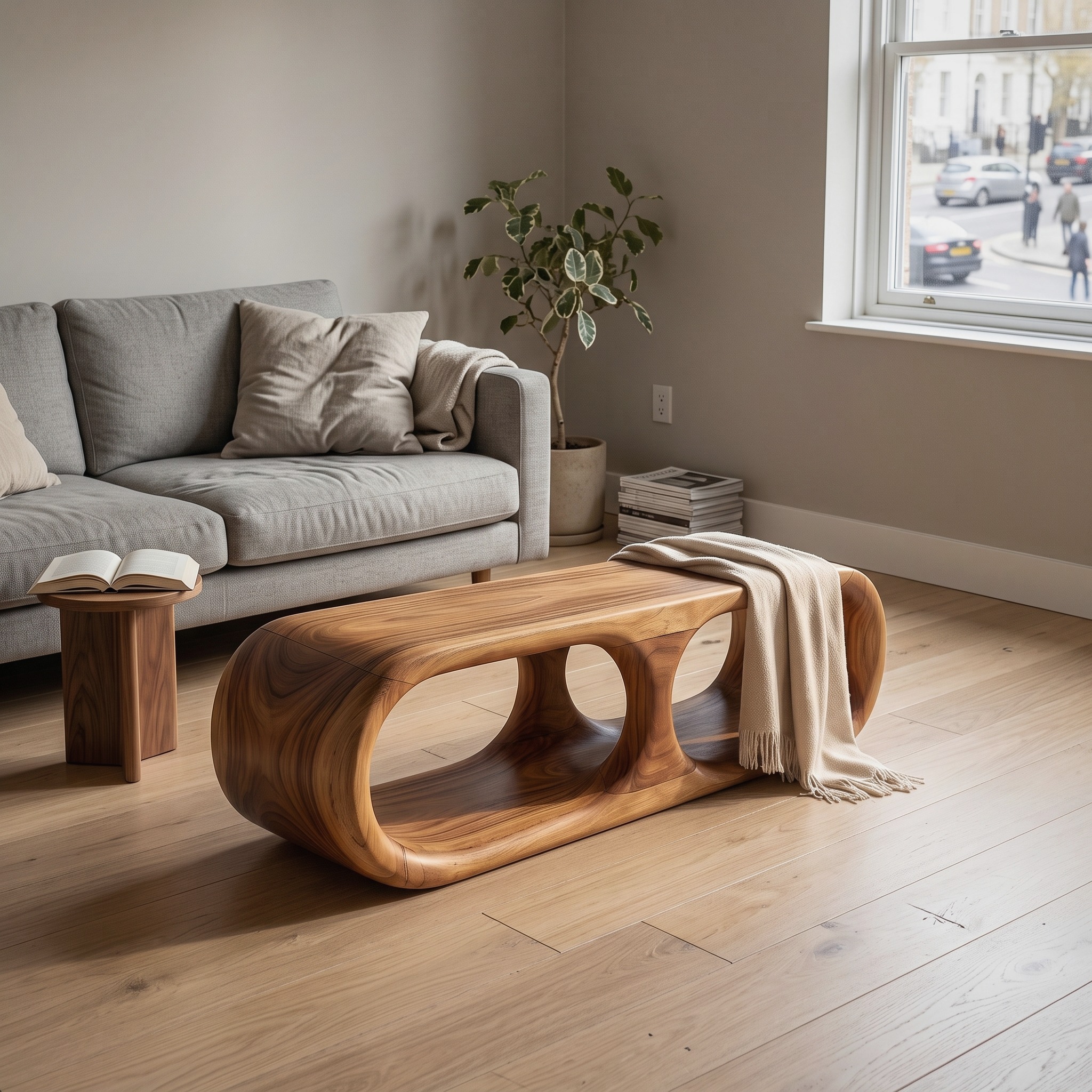 Japandi Wooden Bench Serene Entryway Chair