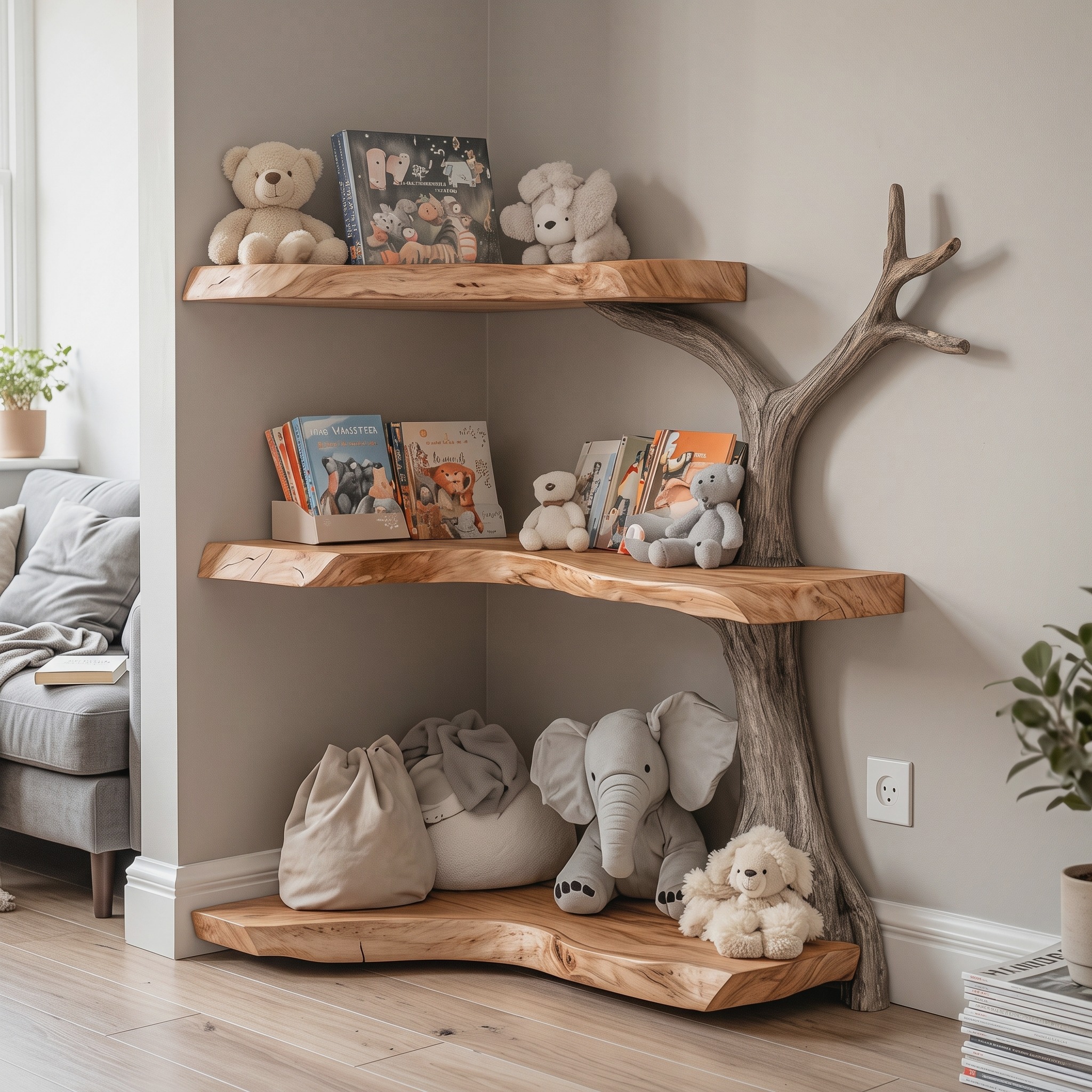 Kids Tree Bookshelf Solid Wood Room Decor Gift