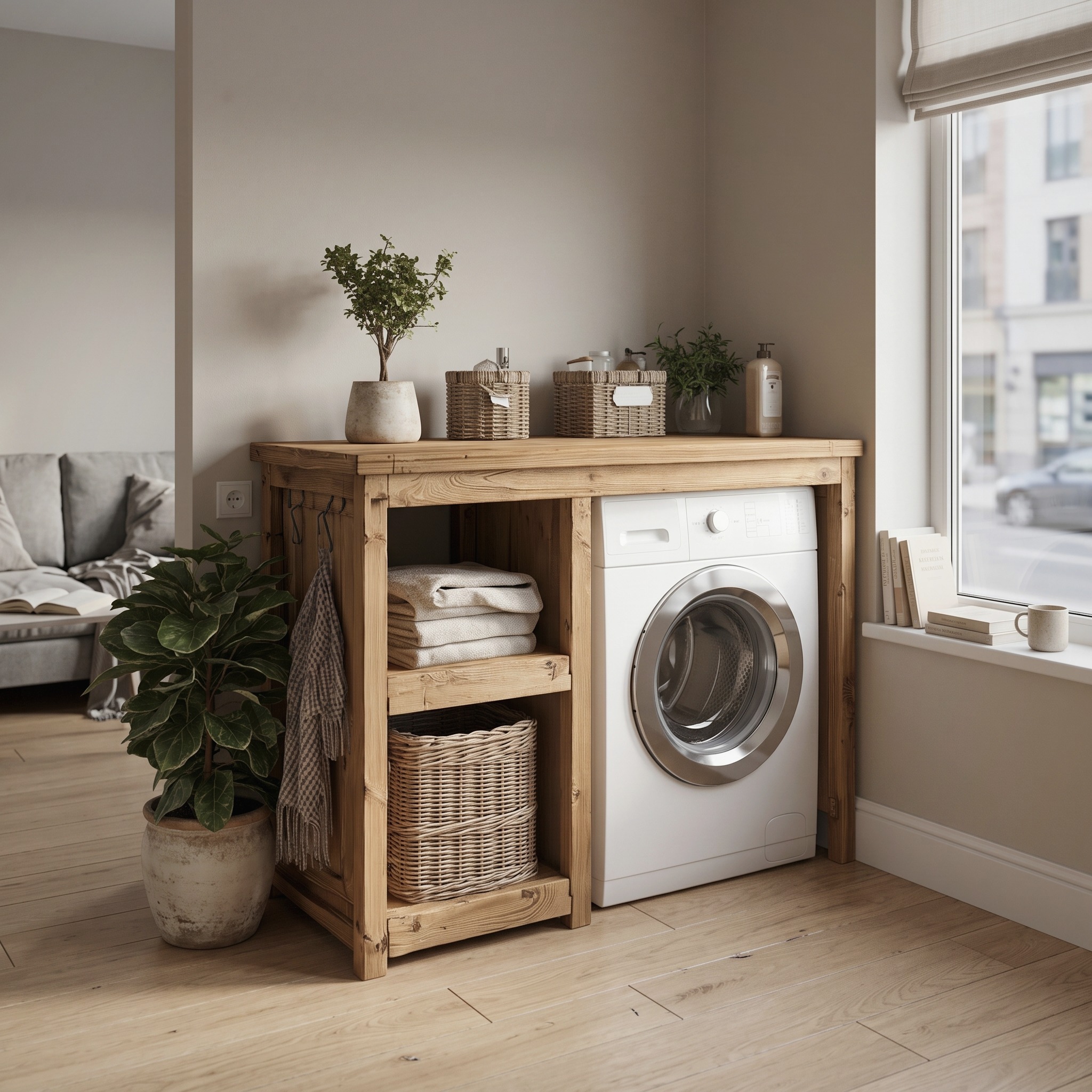 Laundry Cabinet Solid Wood Rustic Utility Gift