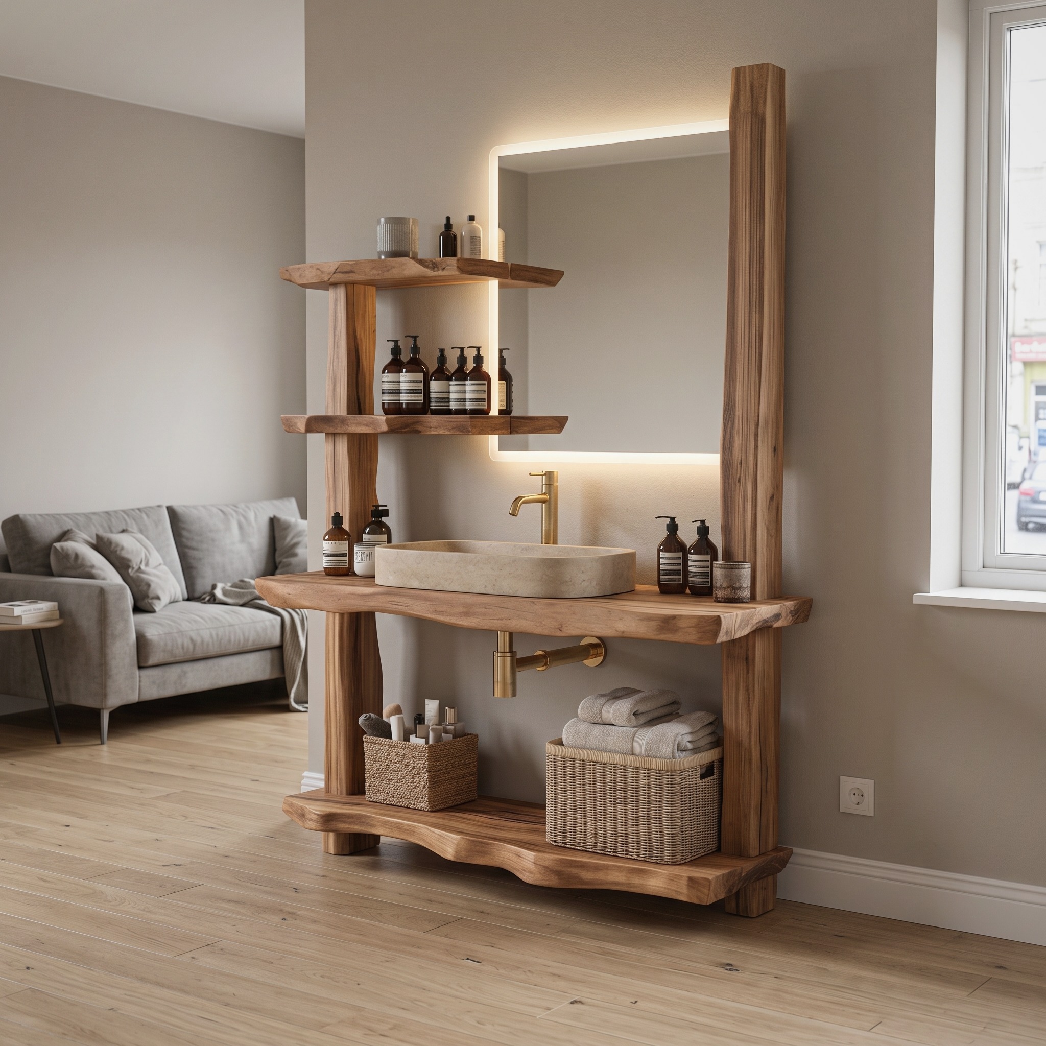 Live Edge Bathroom Vanity Farmhouse Style for Home