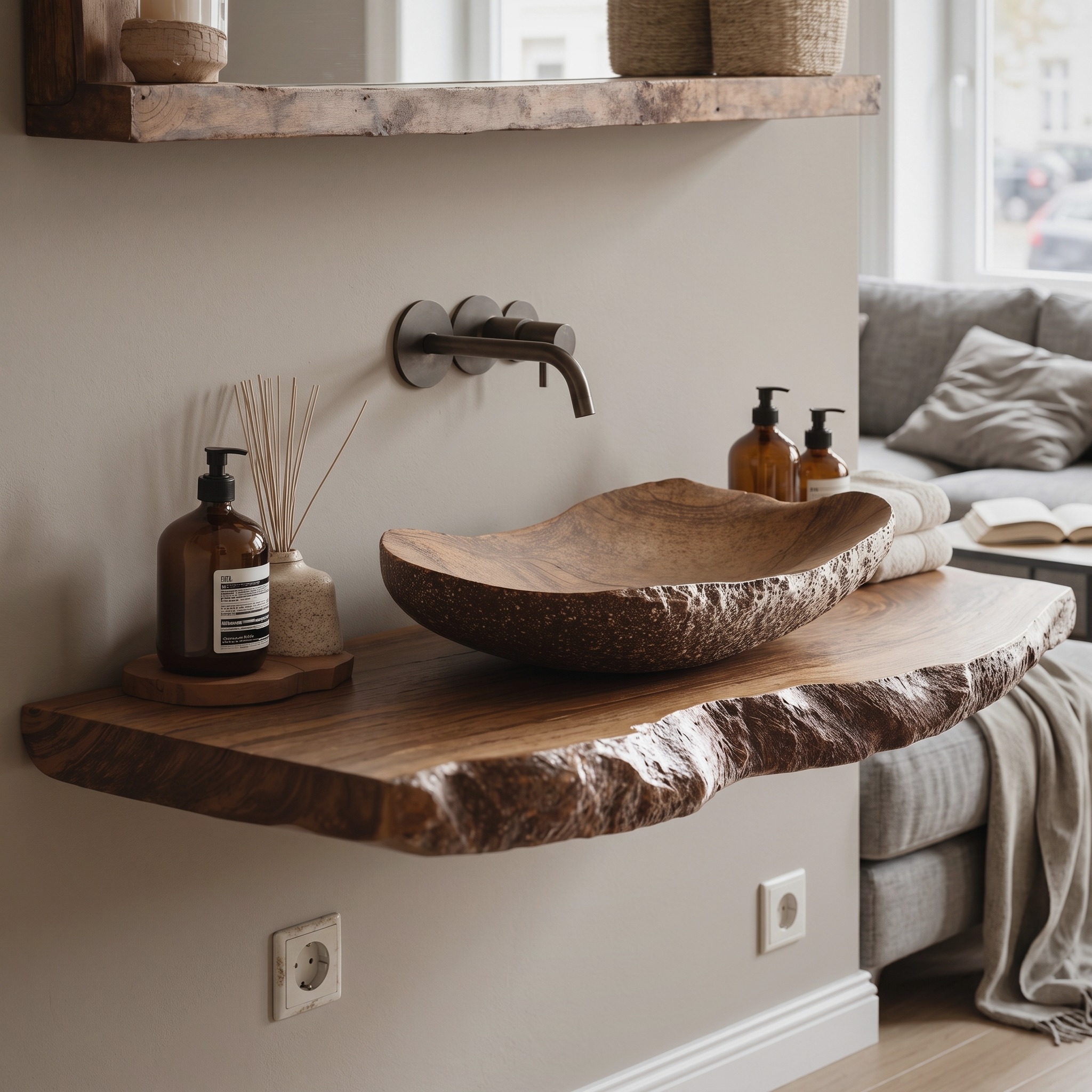 Live Edge Bathroom Vanity Shelf