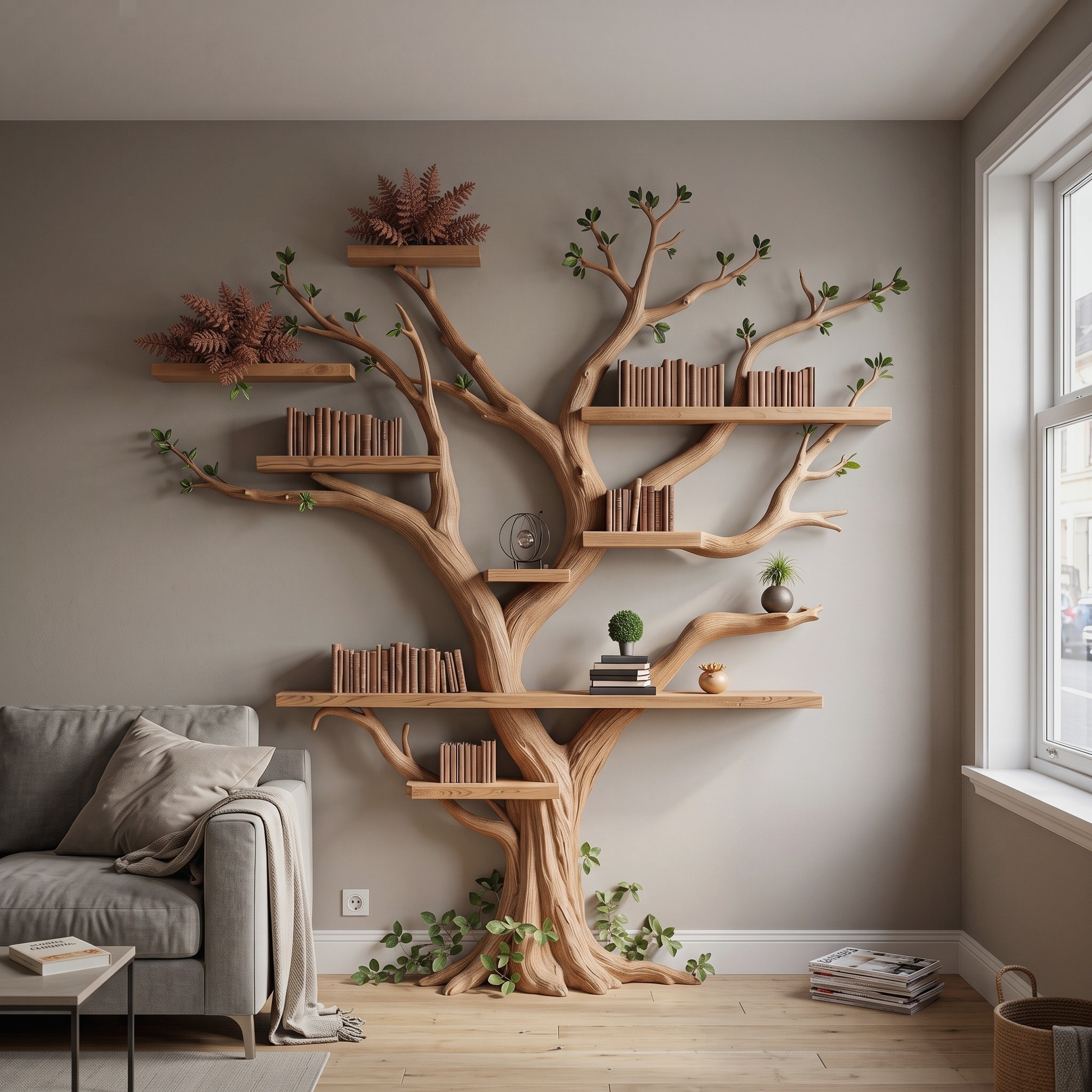 Live Edge Bookshelf Rustic Modern Shelf Decor Home