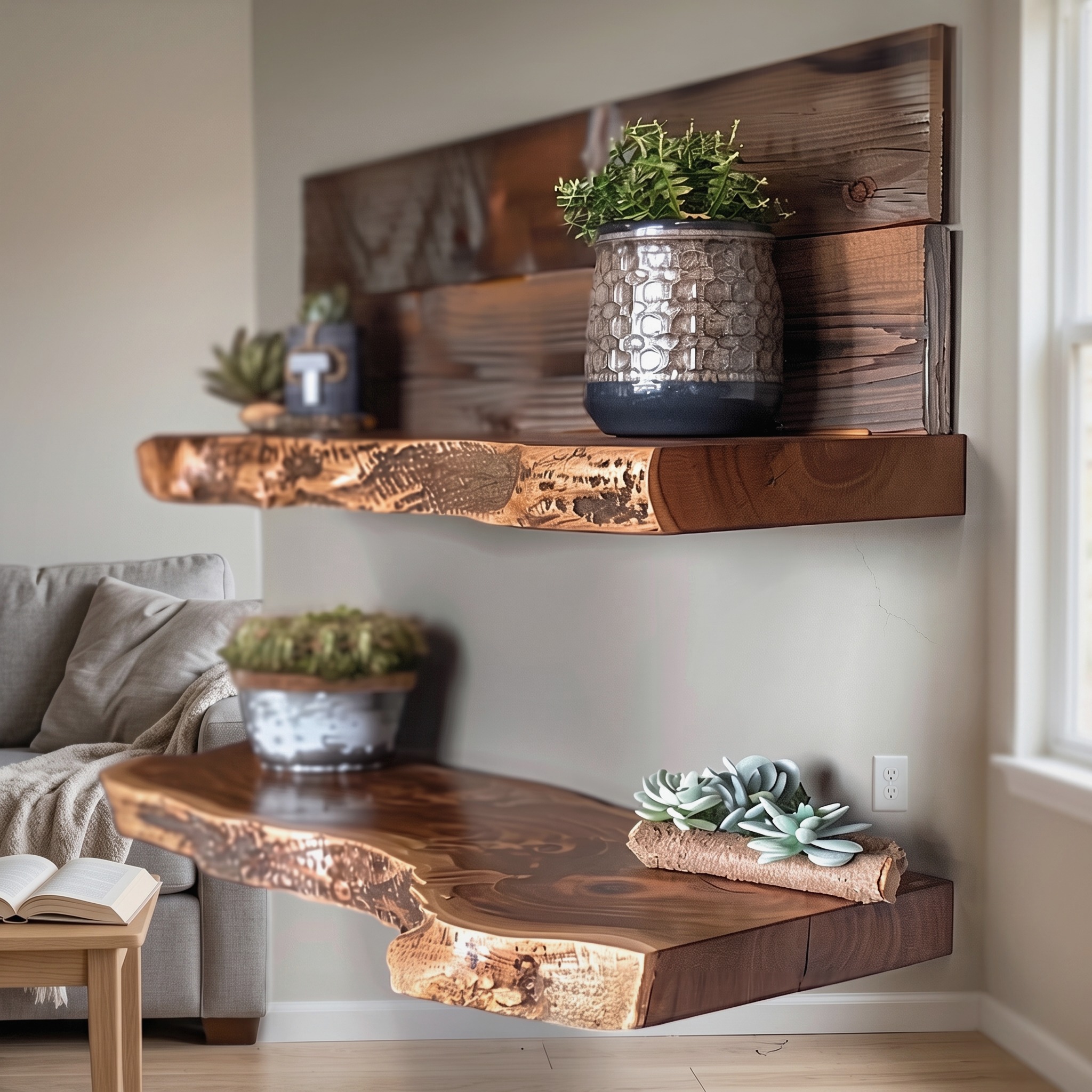 Live Edge Floating Shelf Unique Wall Decor