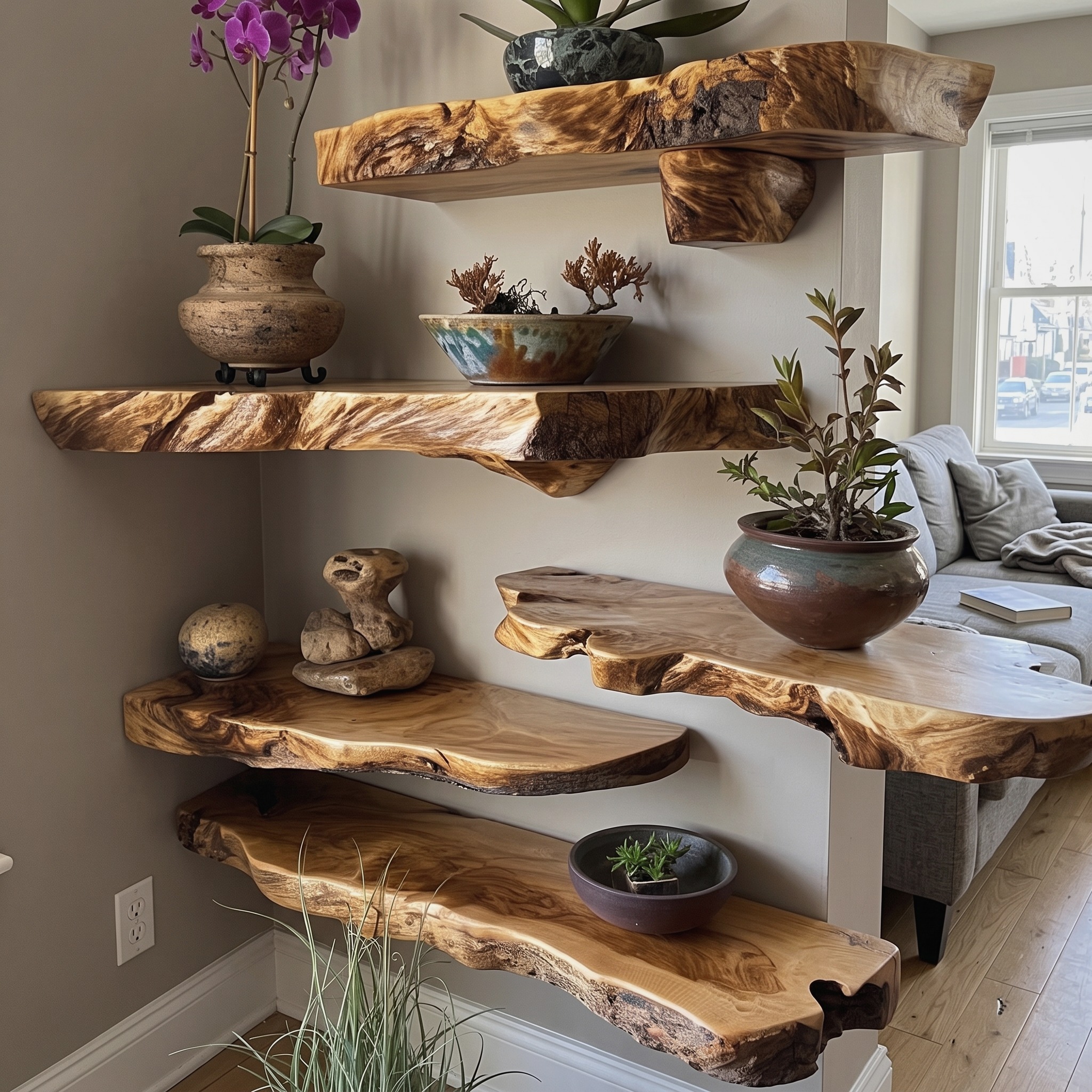 Live Edge Floating Shelf Wall Mount