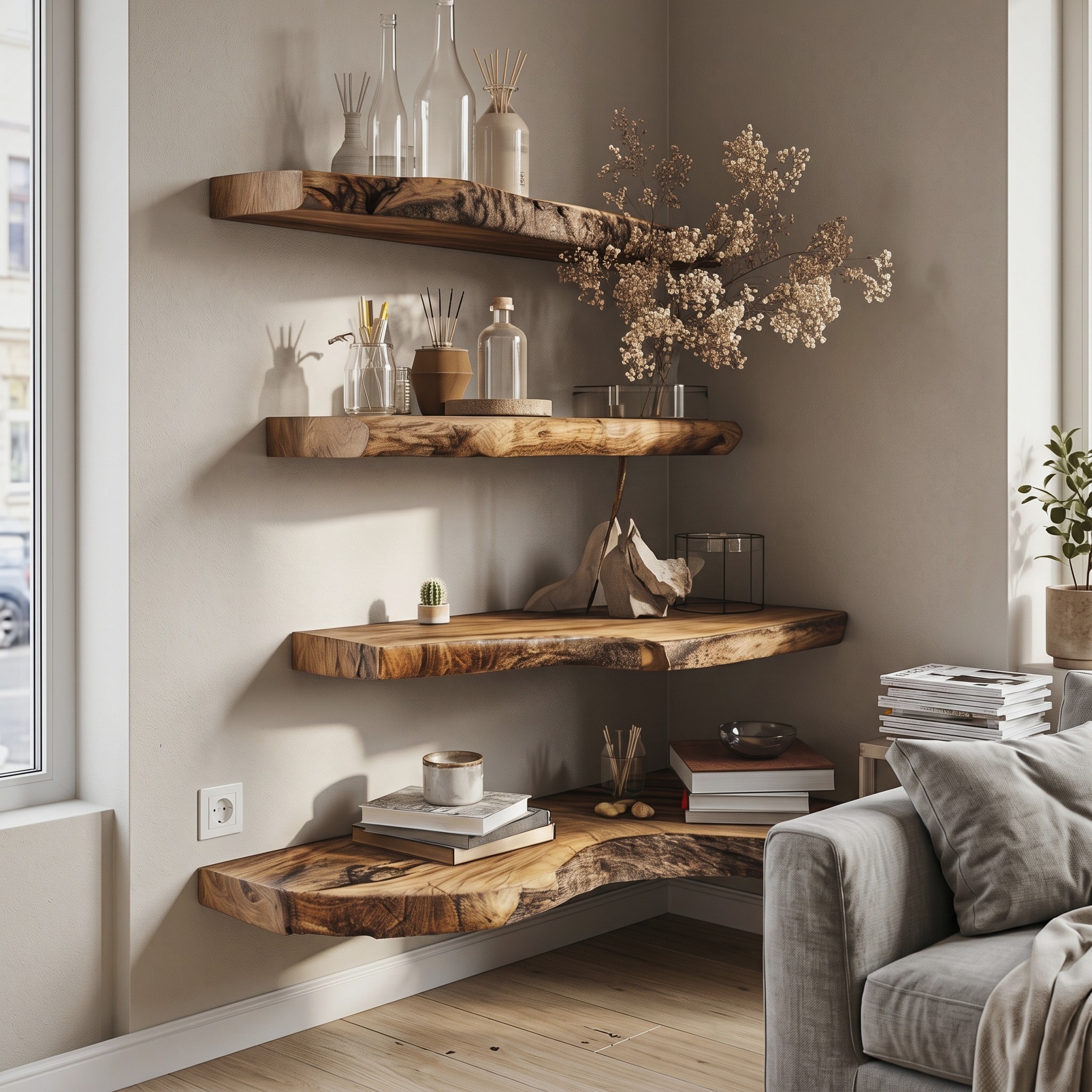 Live Edge Floating Shelves Wall Mounted
