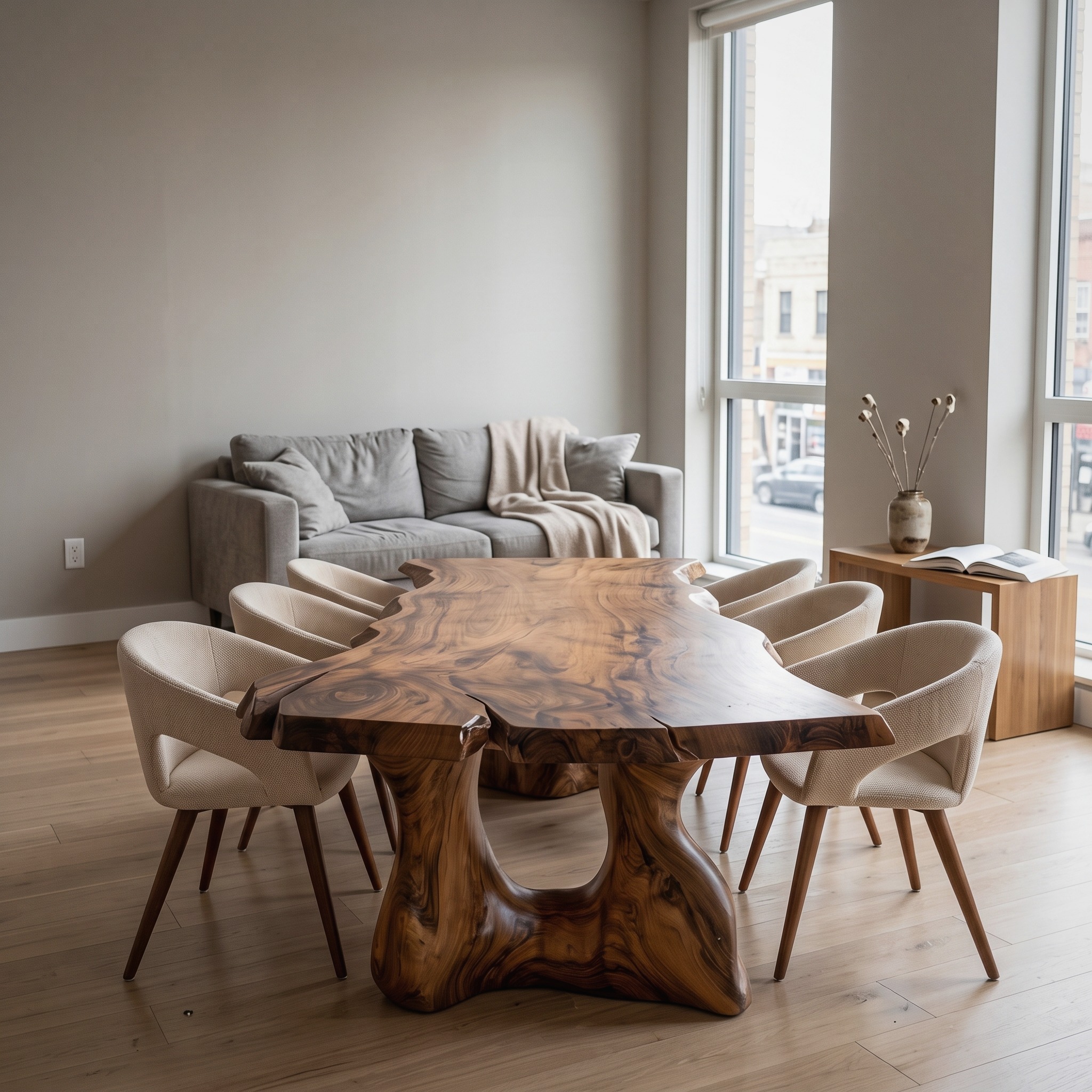Live Edge Sculptural Dining Table for Modern Dining Room